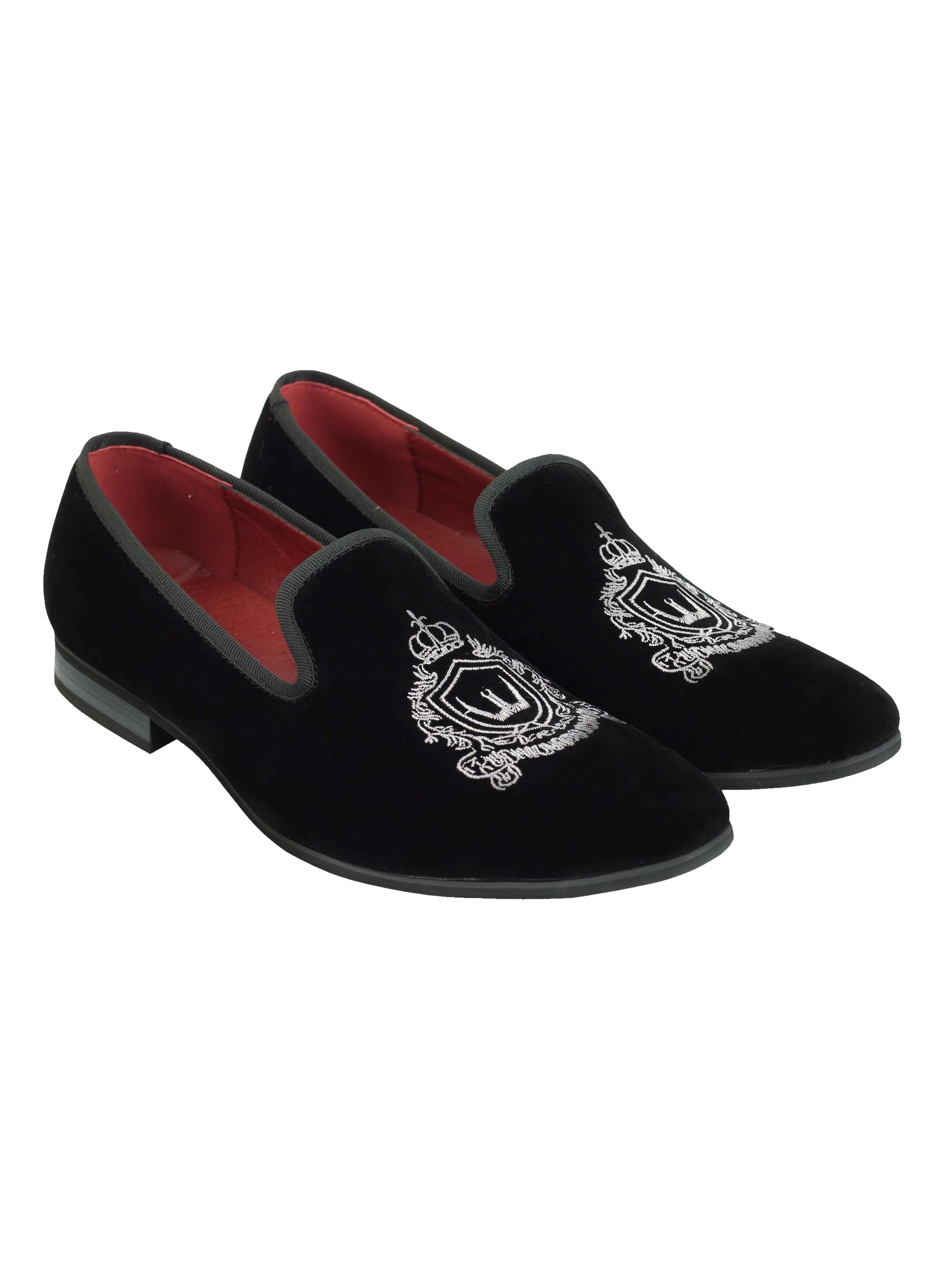 MENS VINTAGE FAUX VELVET SUEDE LEATHER LOAFERS EMBROIDERY SMOKING SLIPPERS SHOES
