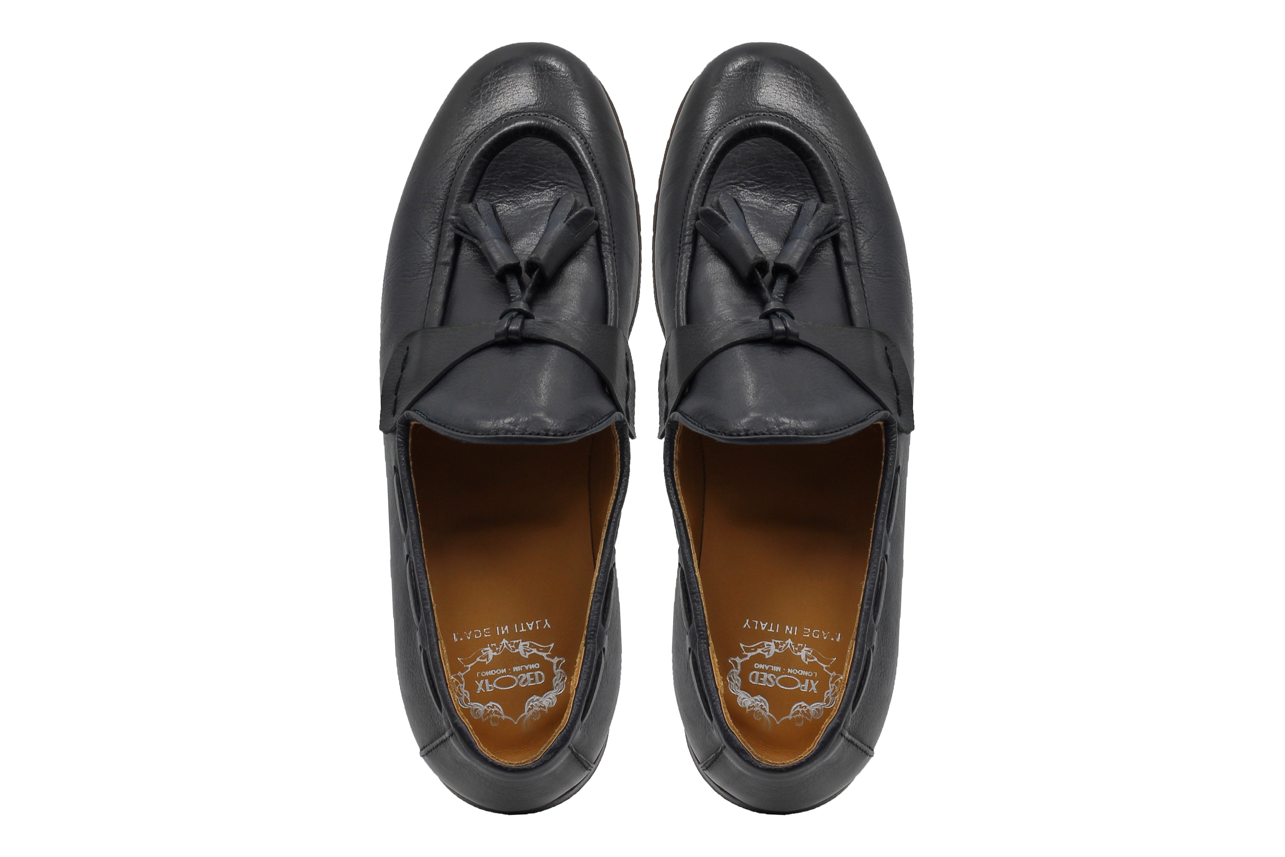 NAPLES 03 – TASSEL LOAFERS NAVY ITALIAN LEATHER