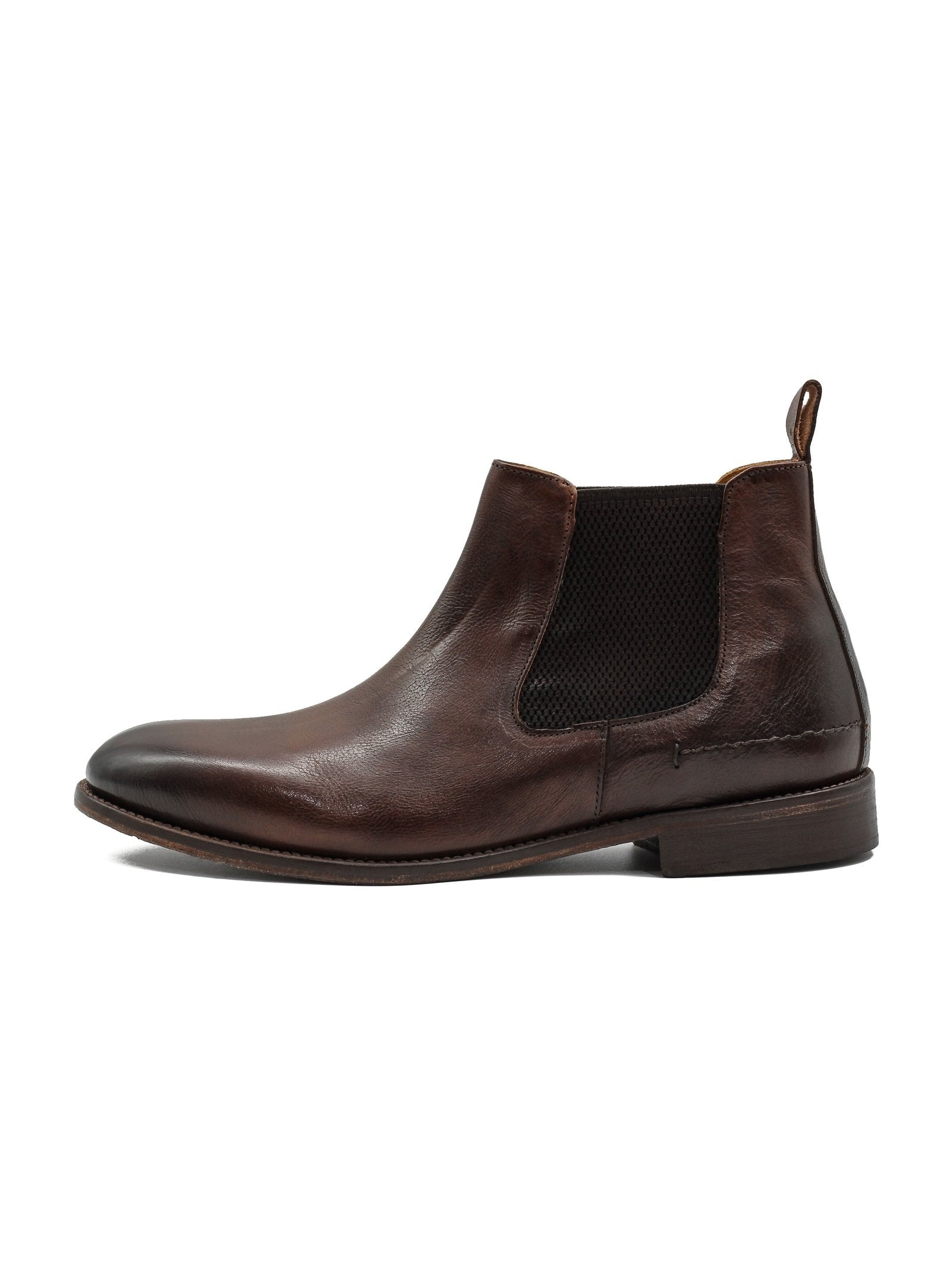 POLISHED BROWN ITALIAN LEATHER CHELSEA BOOTS