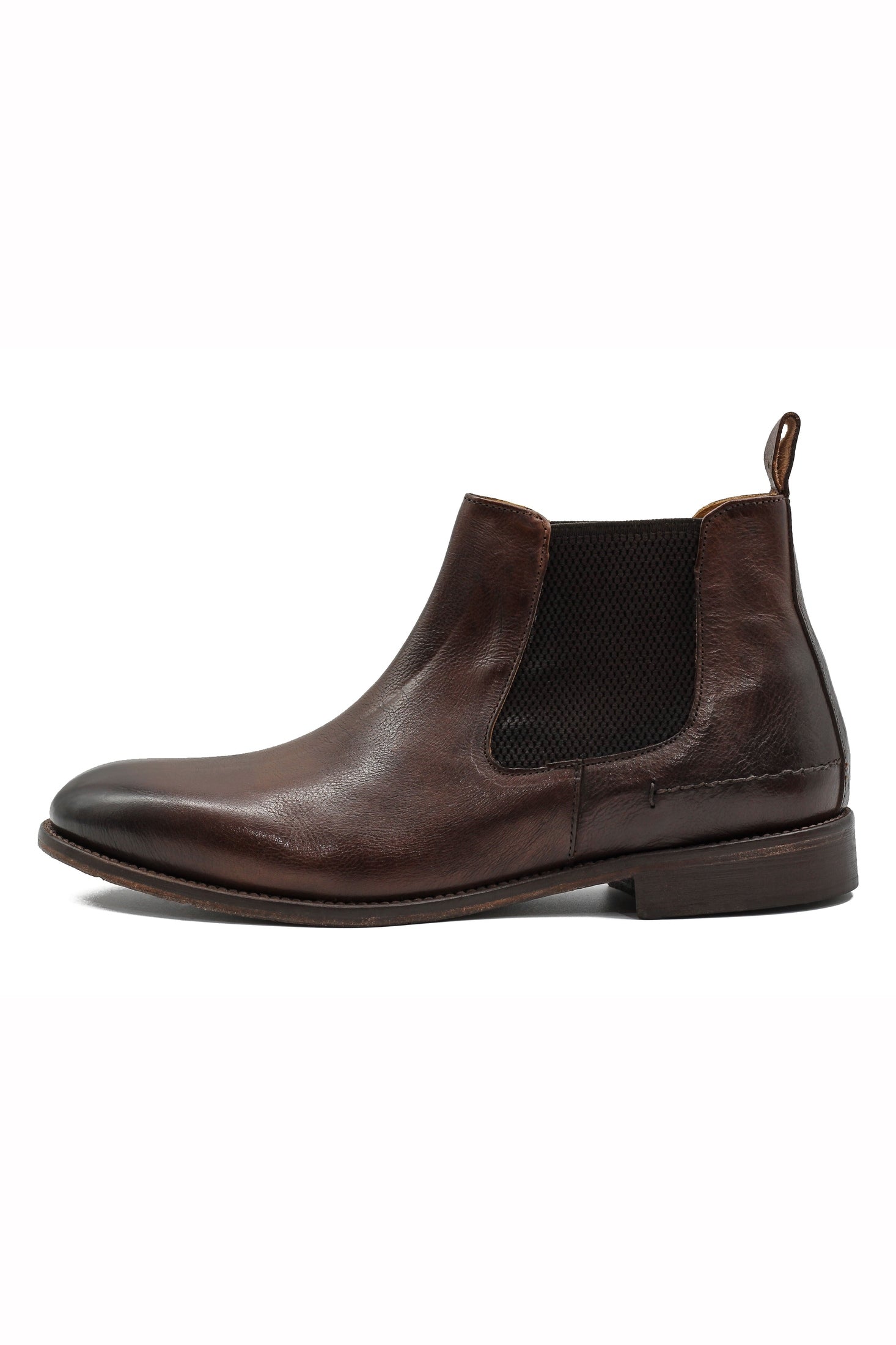POLISHED BROWN ITALIAN LEATHER CHELSEA BOOTS