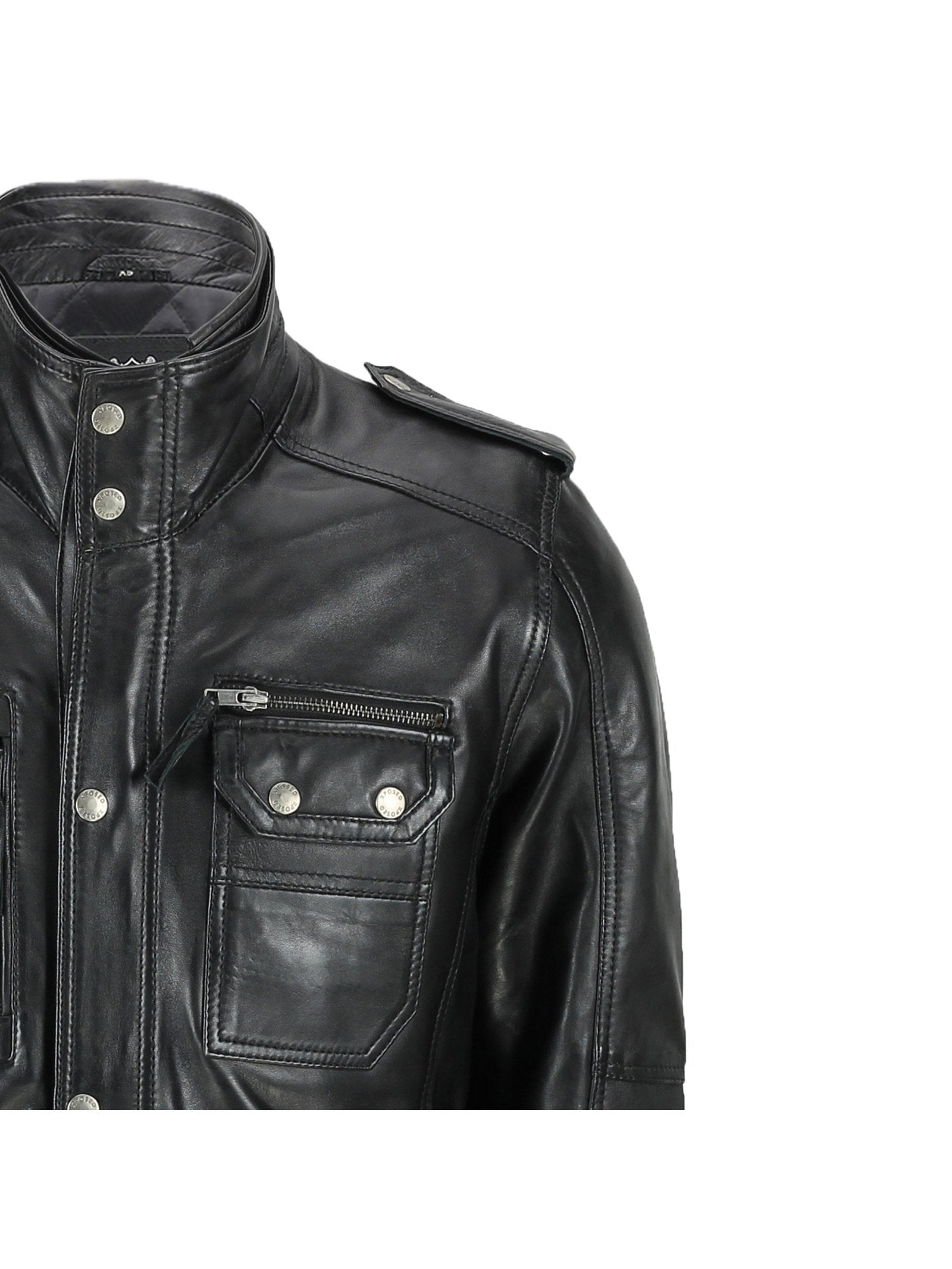 New Mens Classic Black Soft Wax Real Leather Smart Vintage Jacket Military Coat