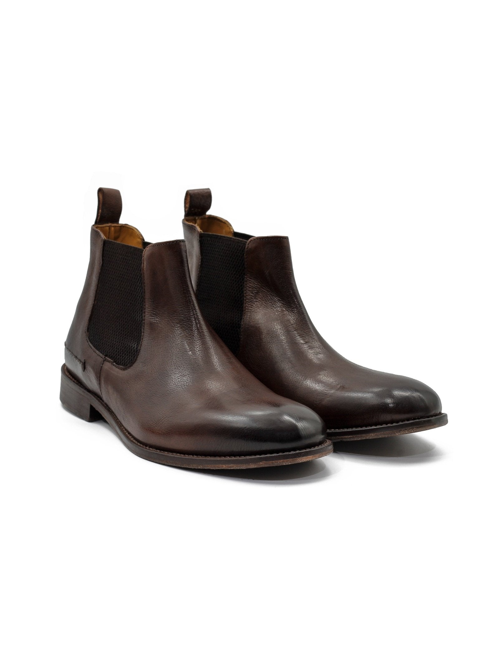 POLISHED BROWN ITALIAN LEATHER CHELSEA BOOTS