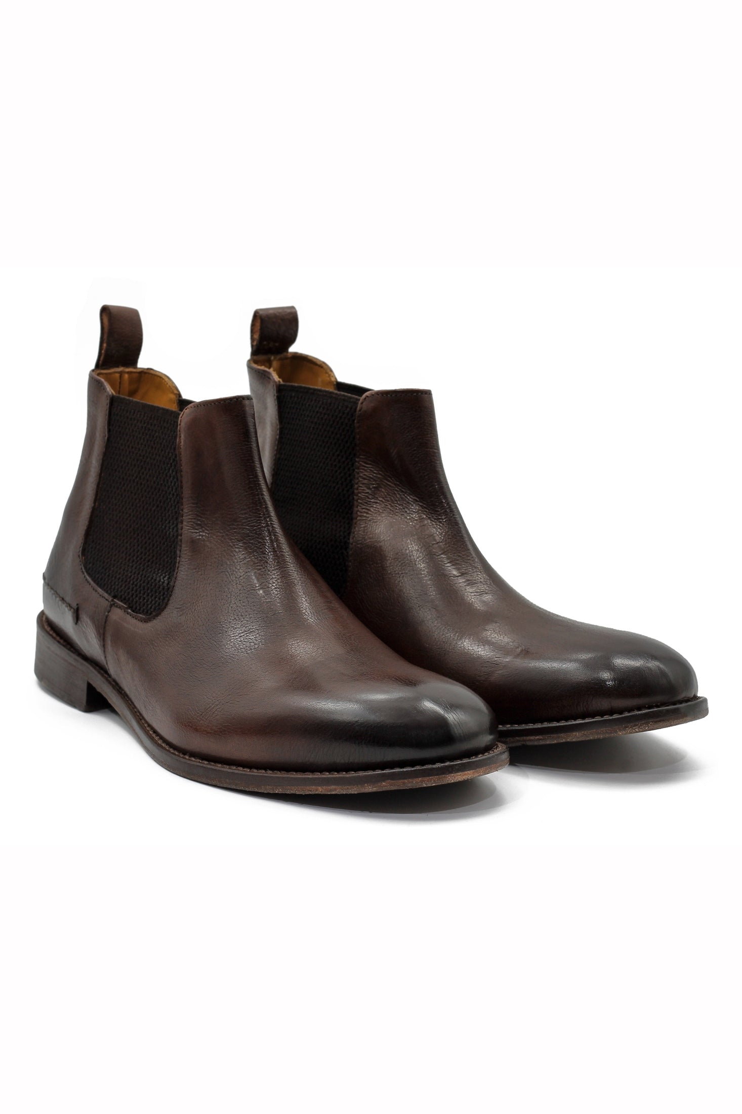 POLISHED BROWN ITALIAN LEATHER CHELSEA BOOTS