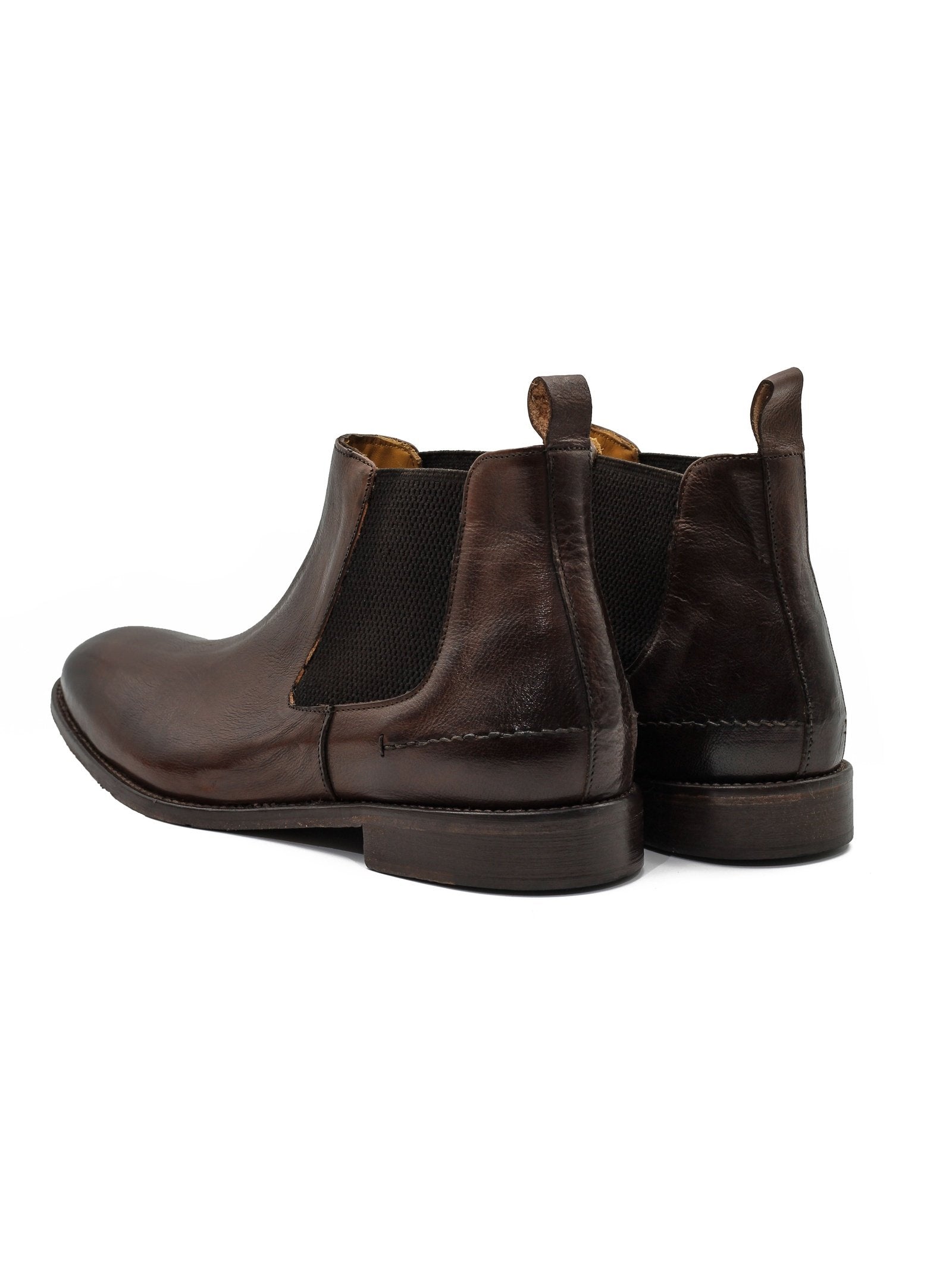 POLISHED BROWN ITALIAN LEATHER CHELSEA BOOTS