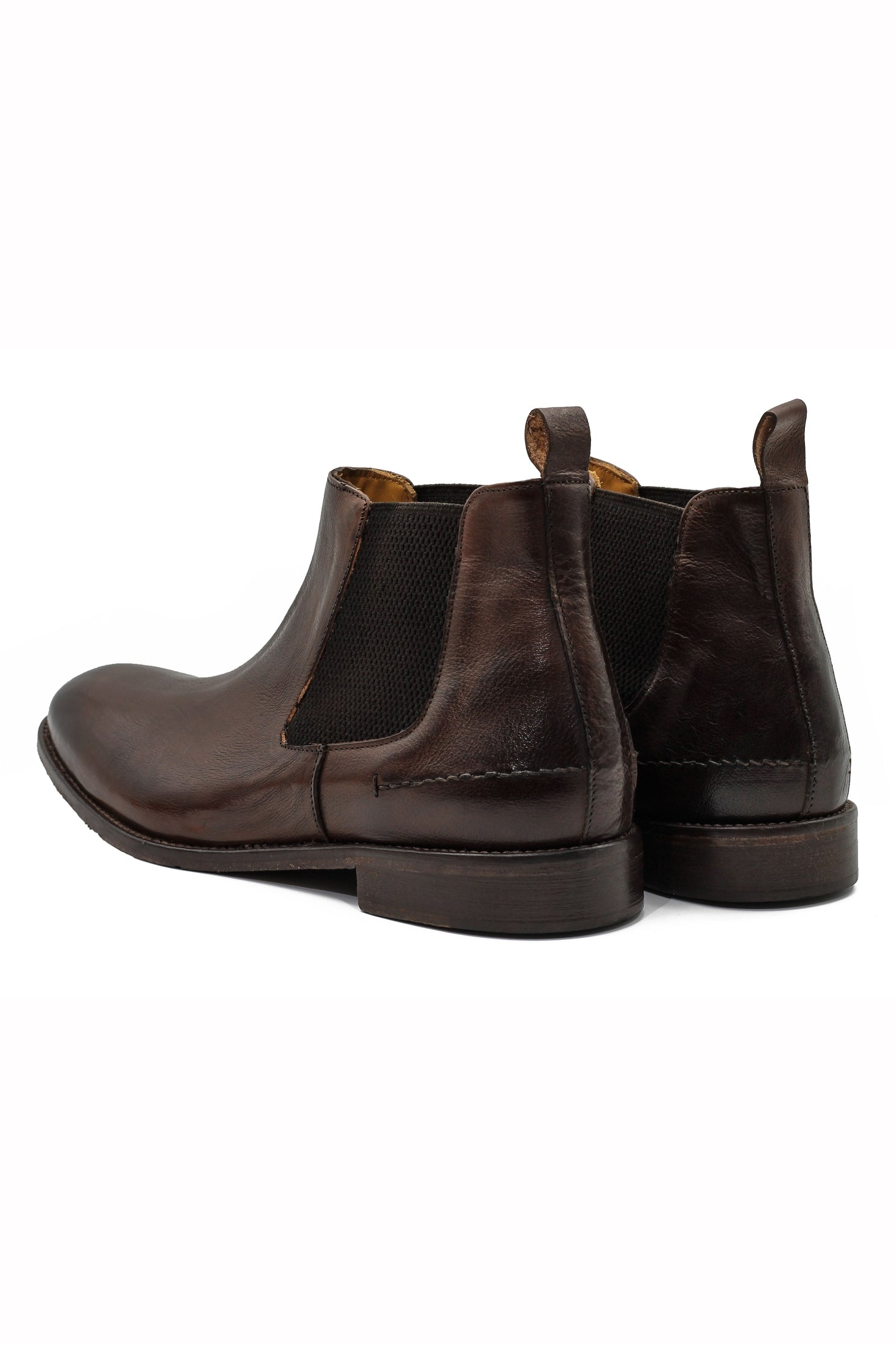 POLISHED BROWN ITALIAN LEATHER CHELSEA BOOTS