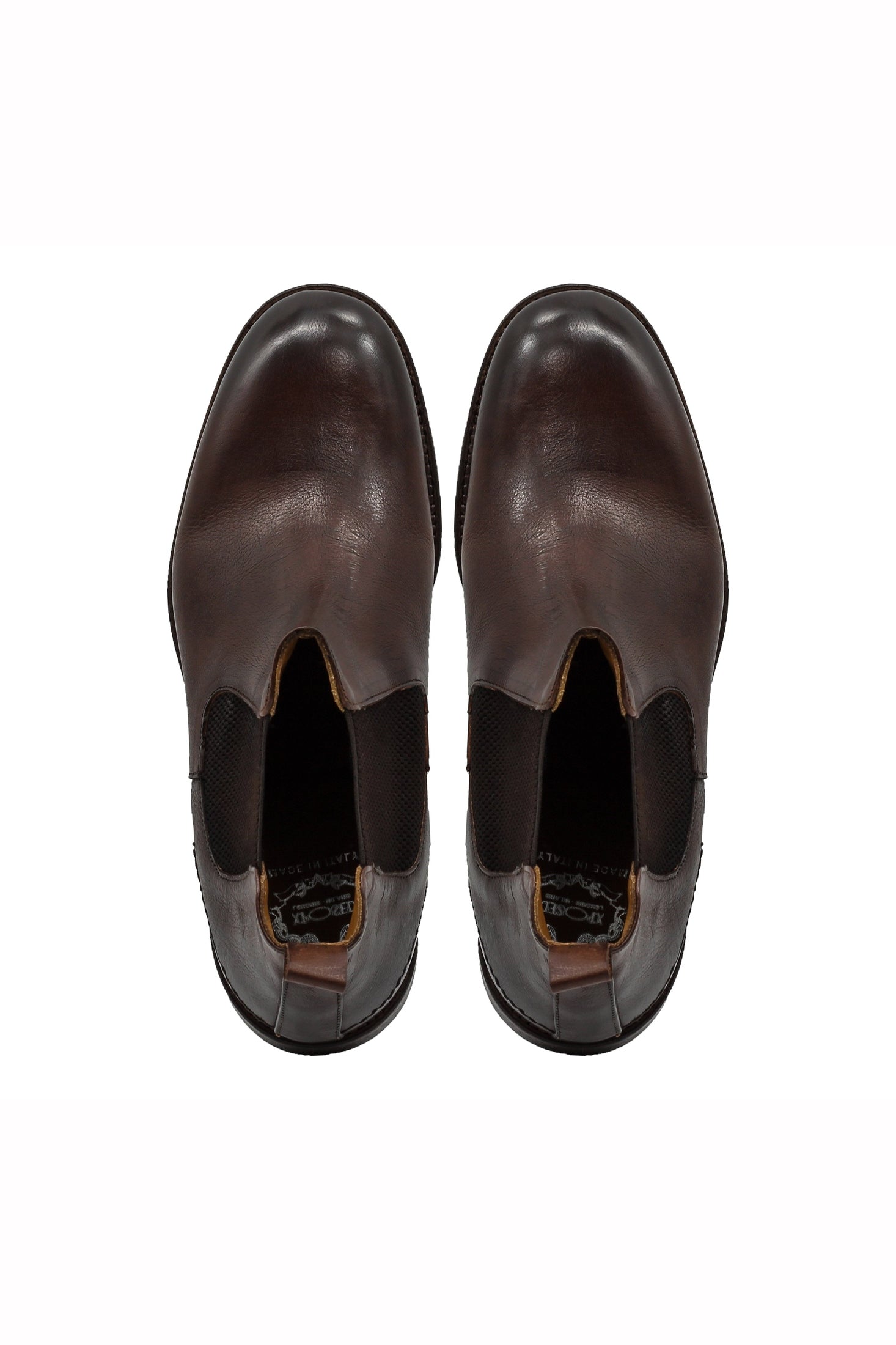 POLISHED BROWN ITALIAN LEATHER CHELSEA BOOTS
