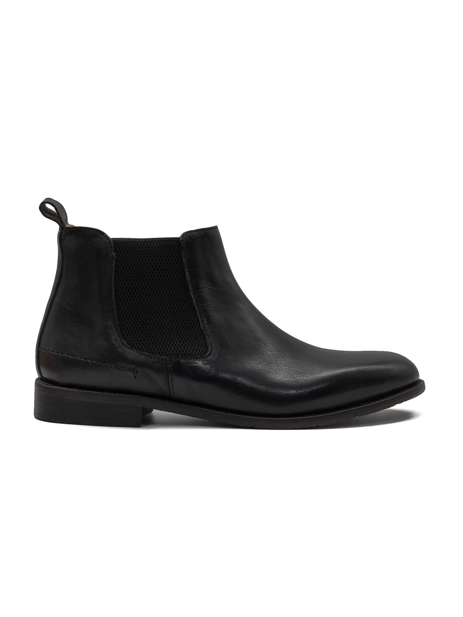 POLISHED BLACK ITALIAN LEATHER CHELSEA BOOTS