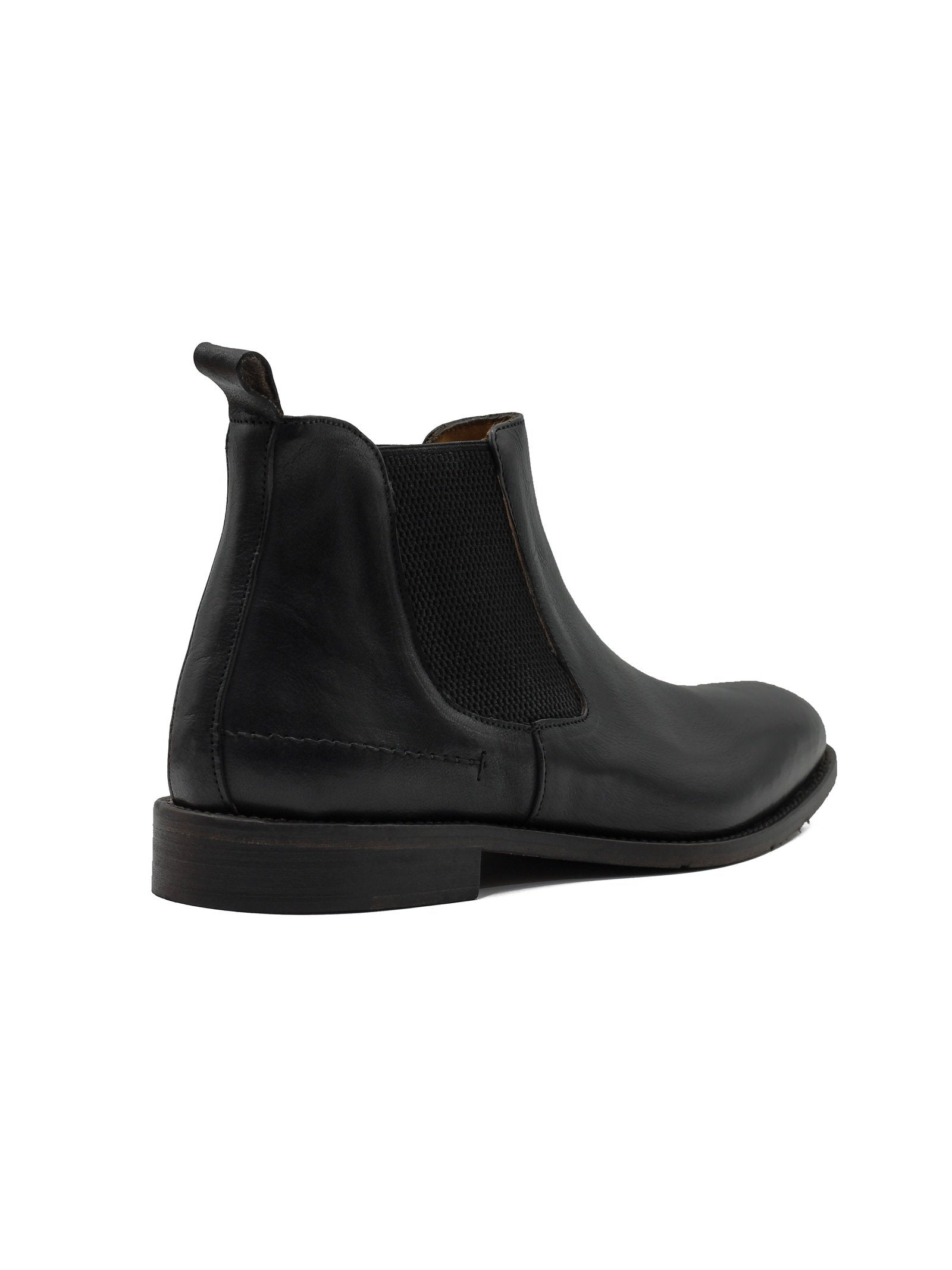POLISHED BLACK ITALIAN LEATHER CHELSEA BOOTS