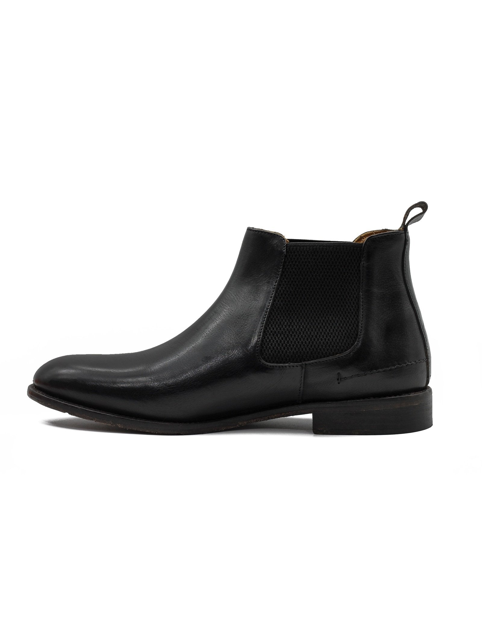 POLISHED BLACK ITALIAN LEATHER CHELSEA BOOTS