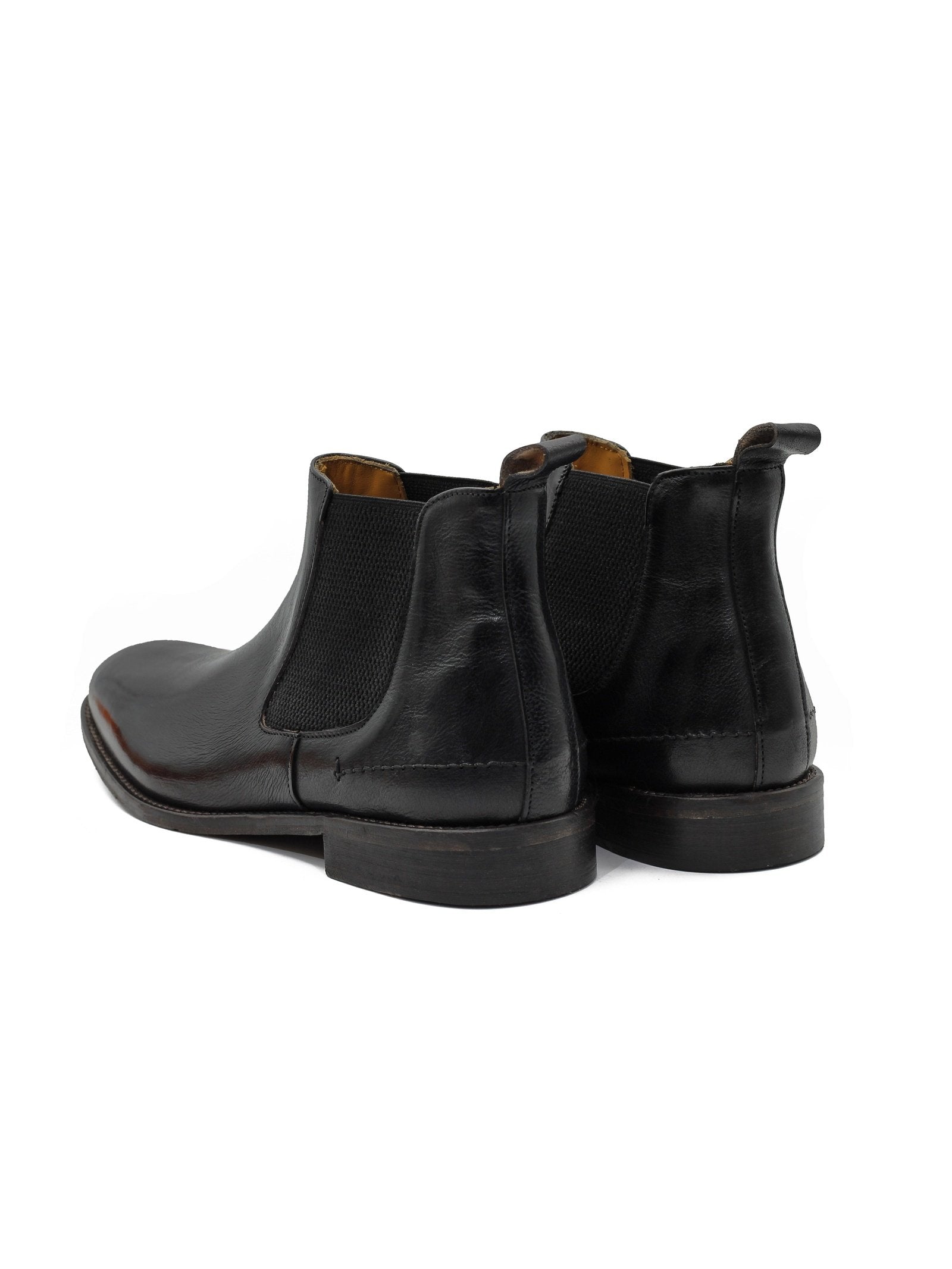 POLISHED BLACK ITALIAN LEATHER CHELSEA BOOTS