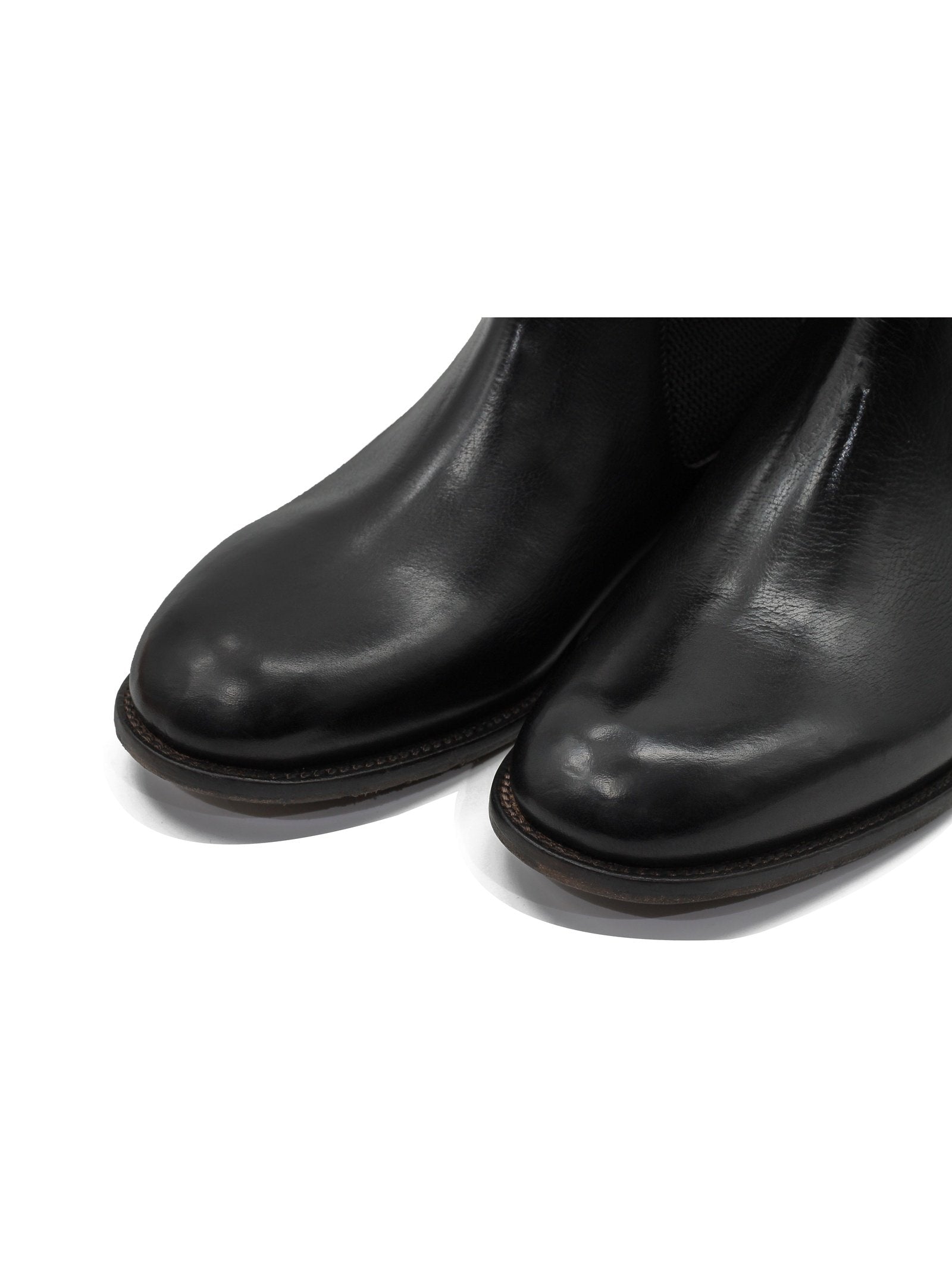 POLISHED BLACK ITALIAN LEATHER CHELSEA BOOTS