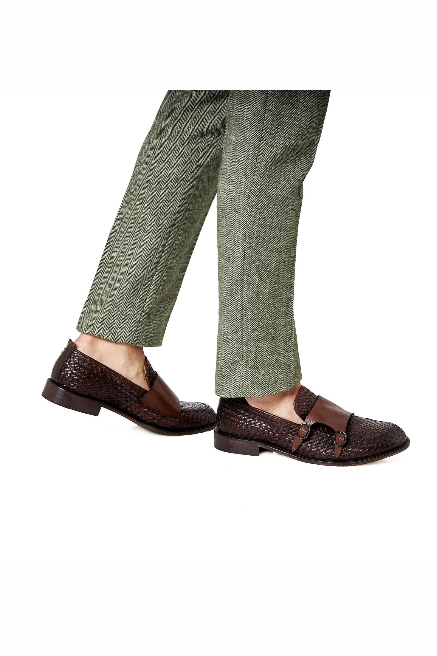 FLORENCE - BROWN WOVEN DOUBLE BUCKLE MONK