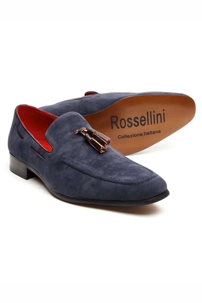 NAVY SUEDE TASSEL LOAFERS