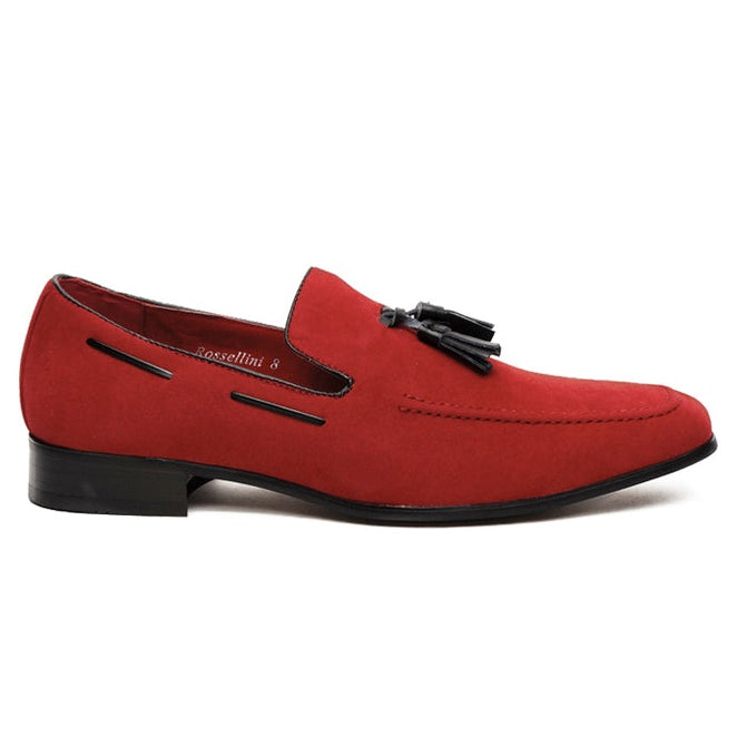 RED SUEDE TASSEL LOAFERS