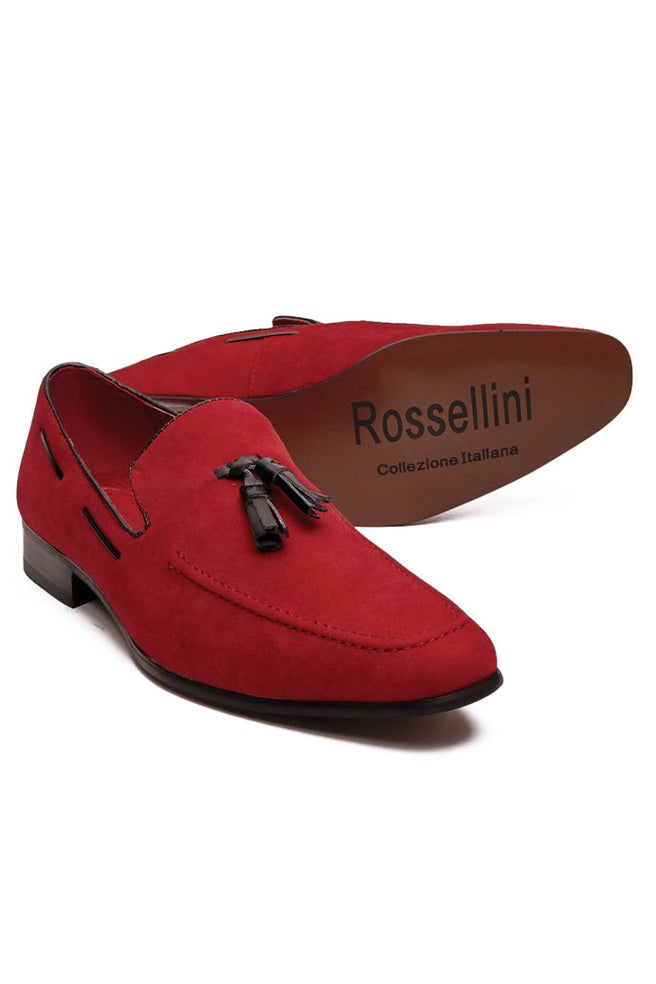 RED SUEDE TASSEL LOAFERS