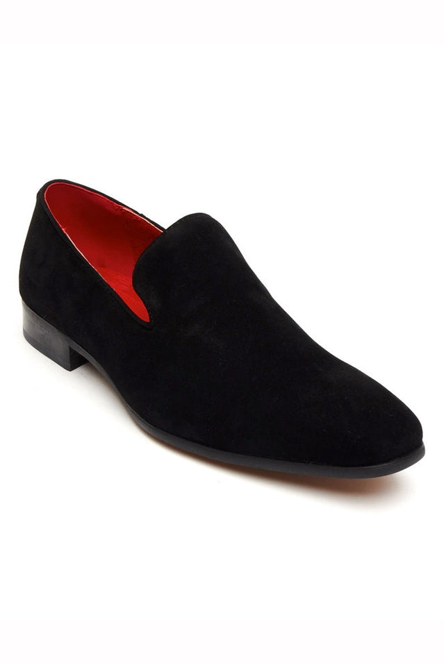 BLACK SUEDE FAUX LEATHER LOAFERS