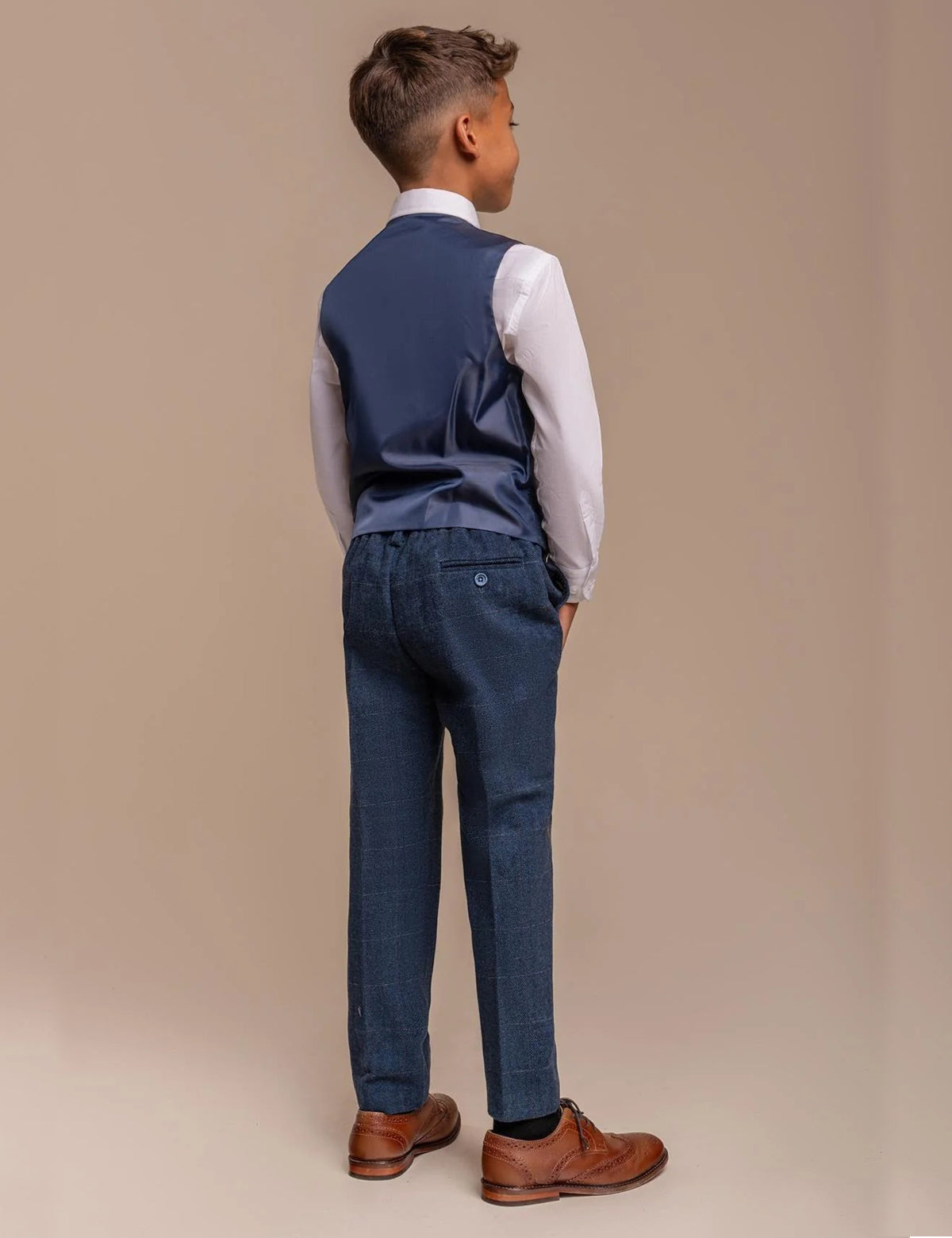 CARNEGI – BLUE TWEED CHECK BOYS 3 PIECE SUIT CAVANI