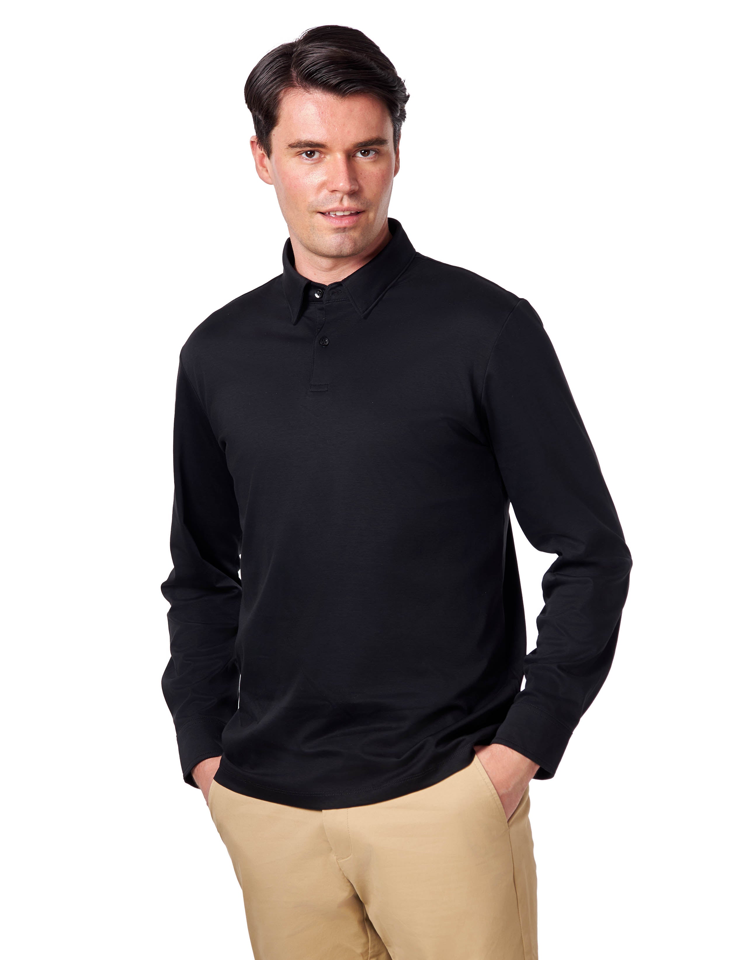 Mercerised Cotton Polo Shirts Long Sleeve