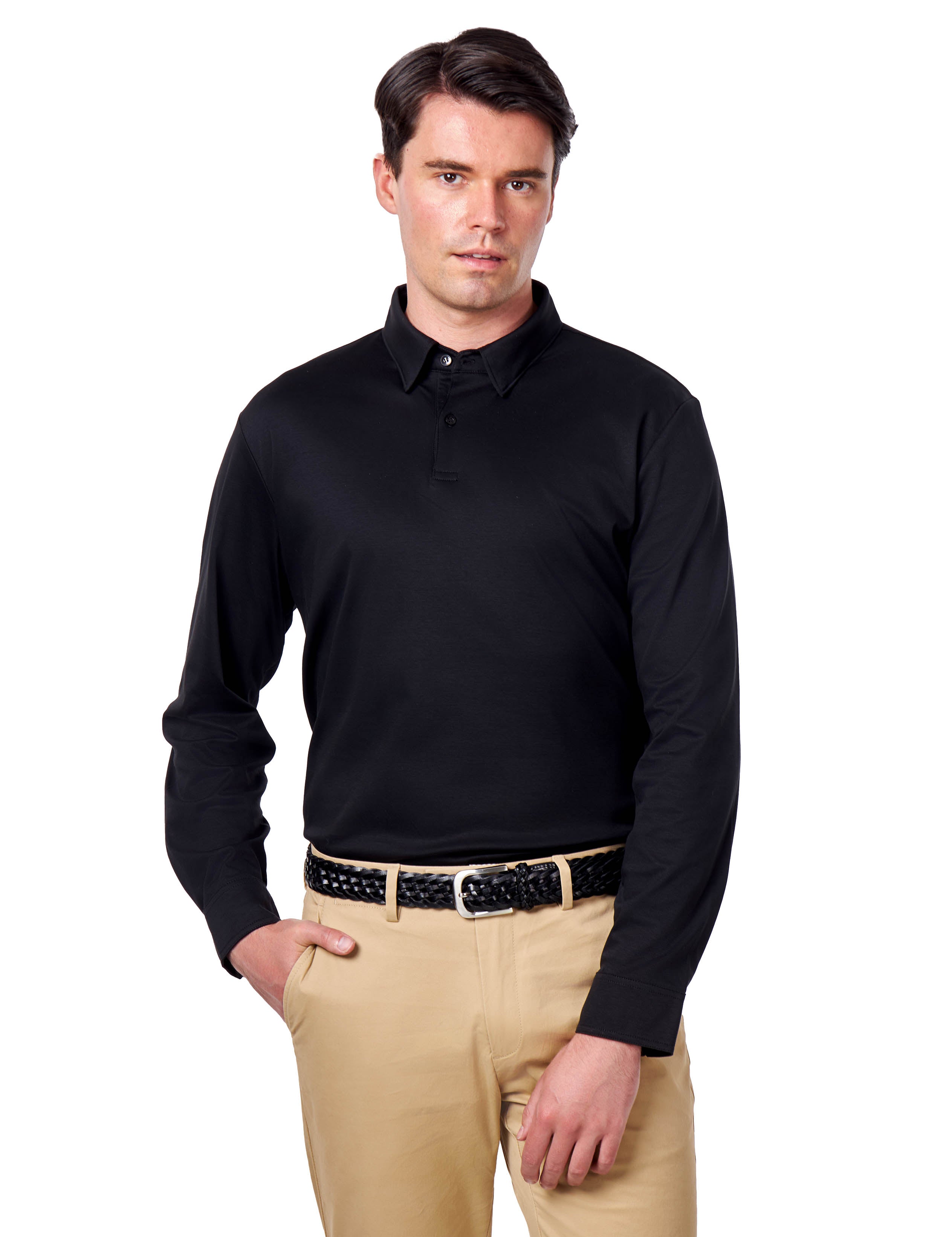 Mercerised Cotton Polo Shirts Long Sleeve