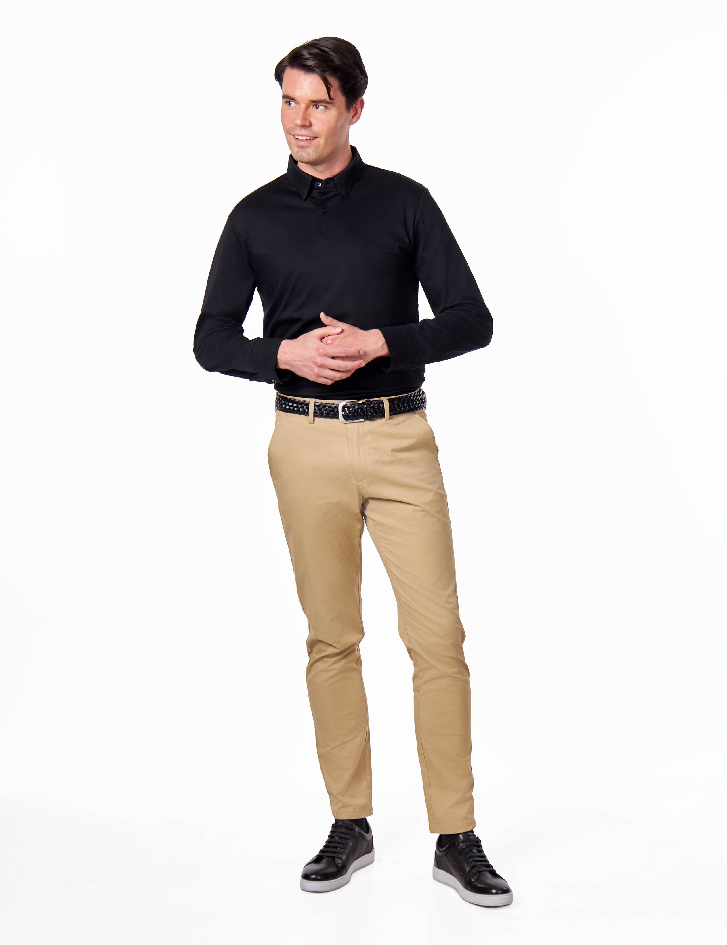 Mercerised Cotton Polo Shirts Long Sleeve