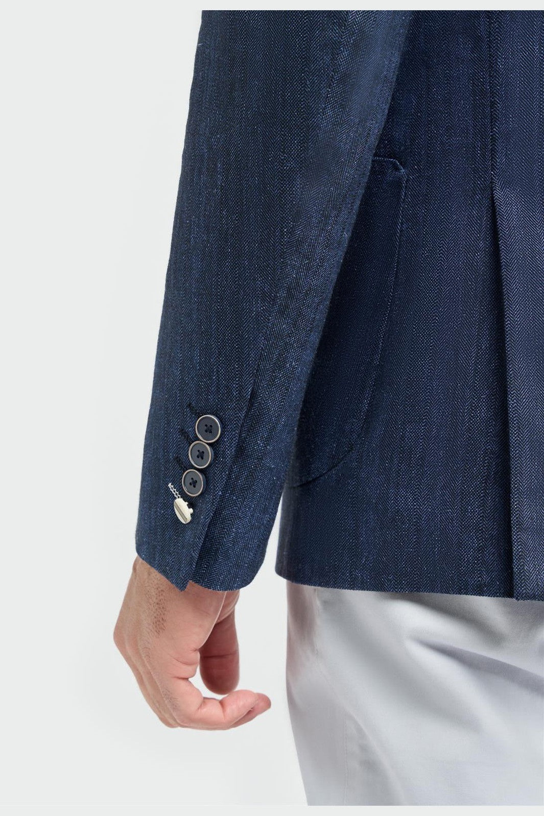 House of Cavani – Luigi Unstructured Herringbone Linen Blazer Navy CAVANI