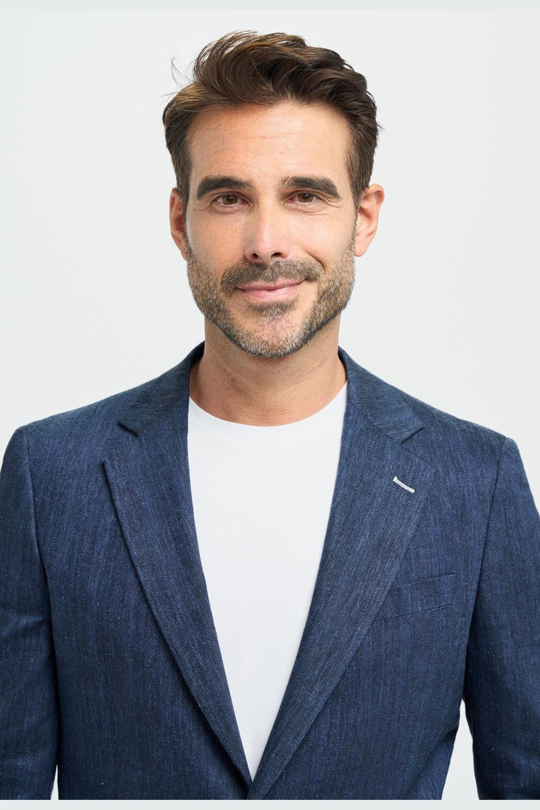 House of Cavani – Luigi Unstructured Herringbone Linen Blazer Navy CAVANI