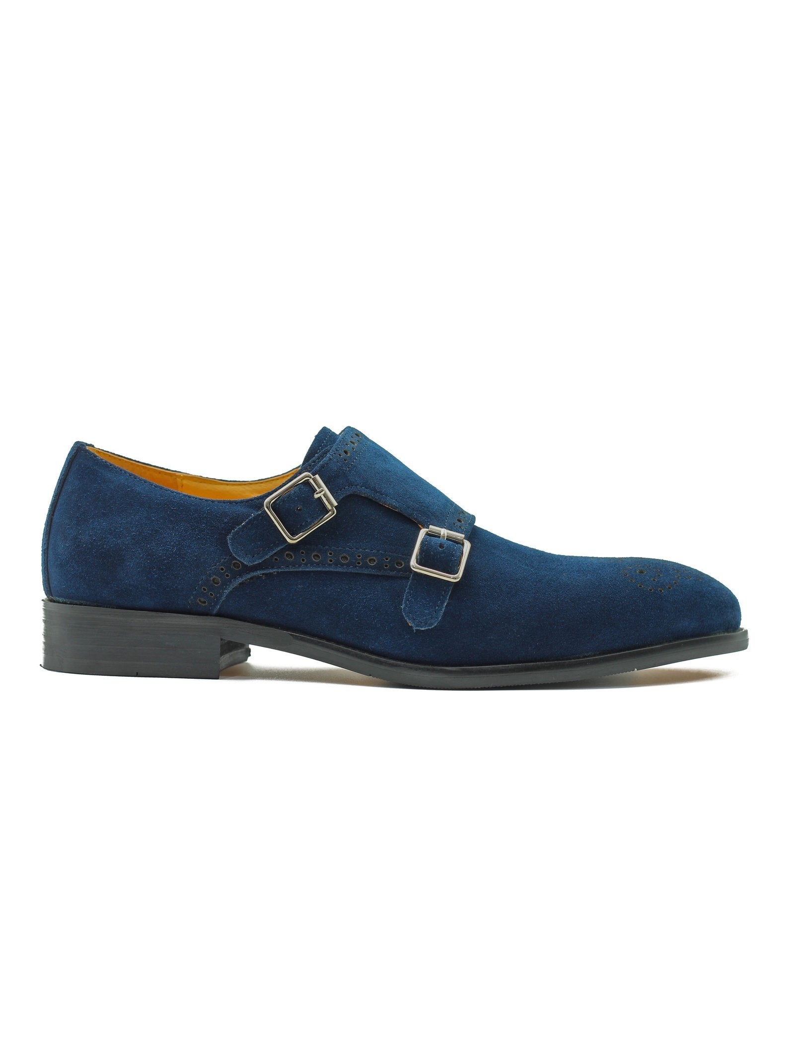 BLUE SUEDE DOUBLE BUCKLE MONKS