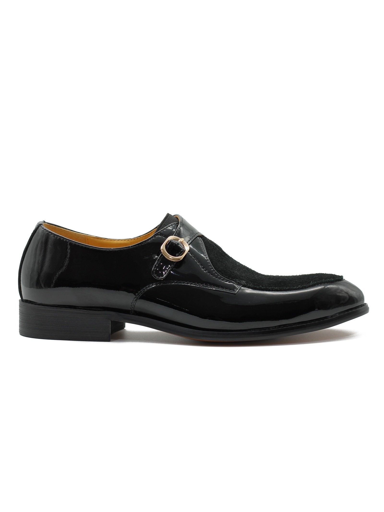 PATENT LEATHER & SUEDE SINGLE MONK SHOES
