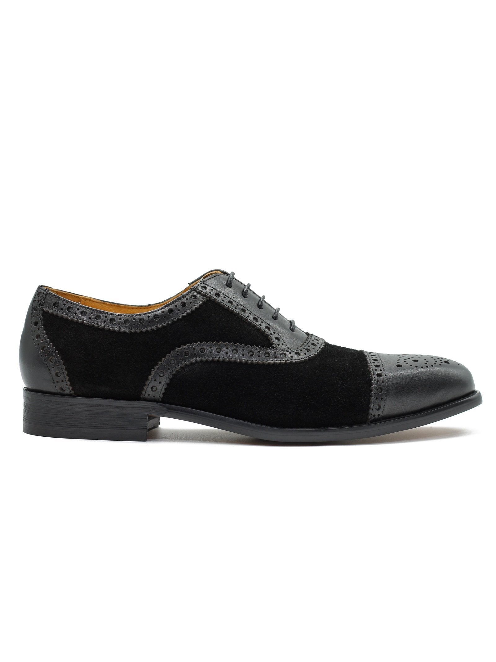 BLACK LEATHER & SUEDE BROGUES