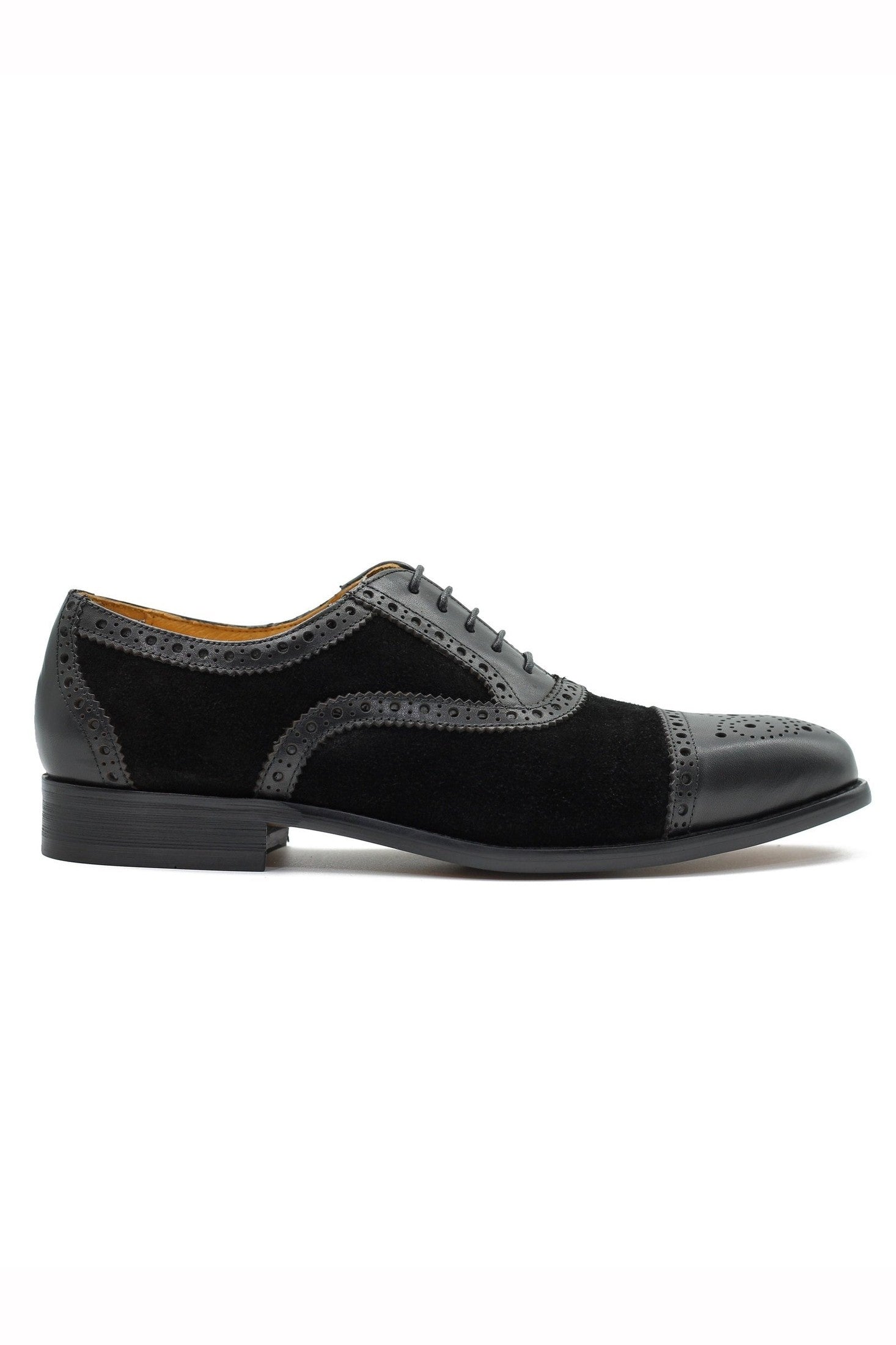 BLACK LEATHER & SUEDE BROGUES