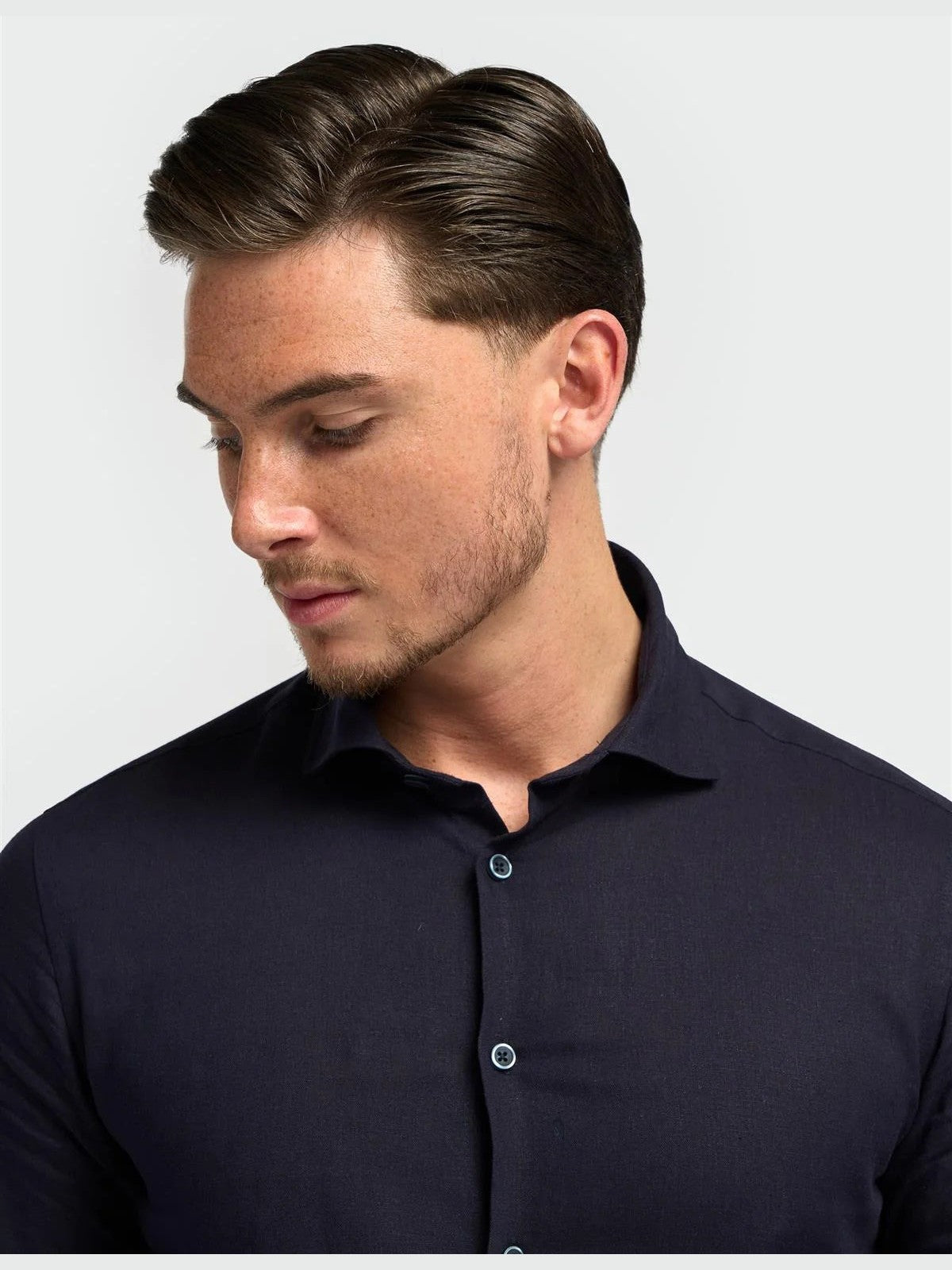 House Of Cavani – Matera Navy Linen Blend Shirt – Tailored Fit CAVANI
