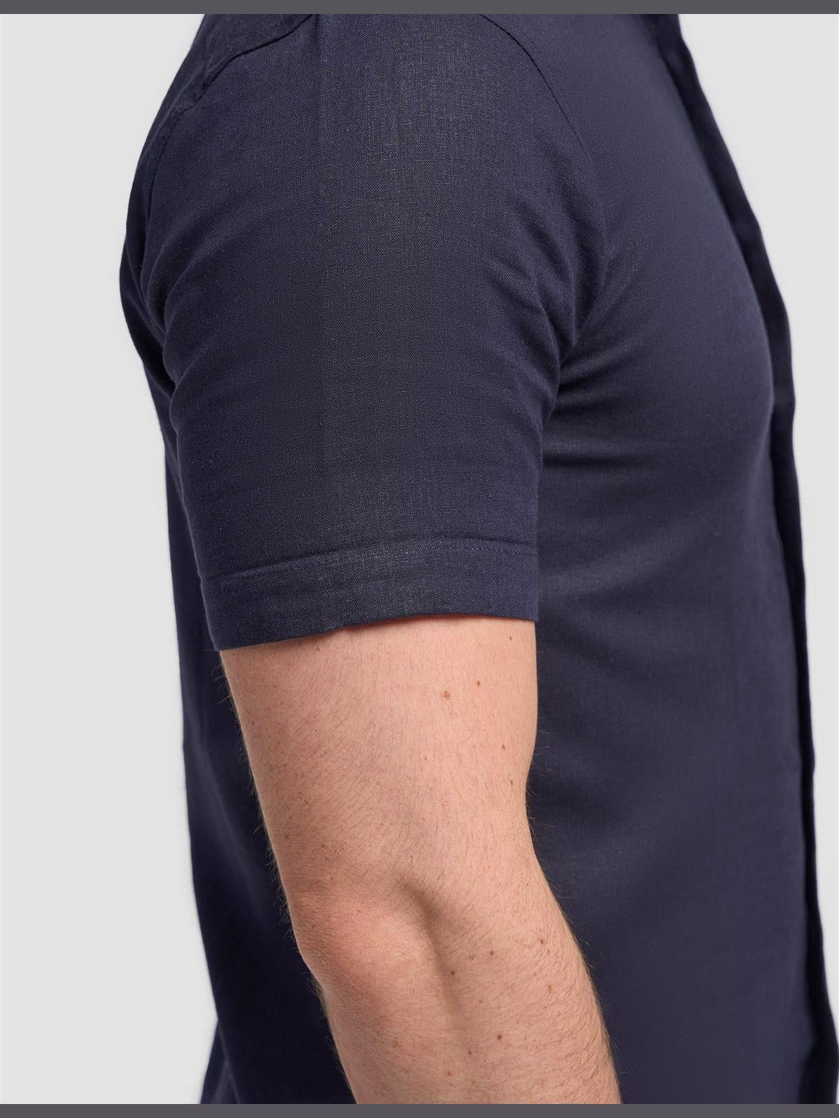 Short Sleeve Linen Blend Shirt Navy - Matera CAVANI
