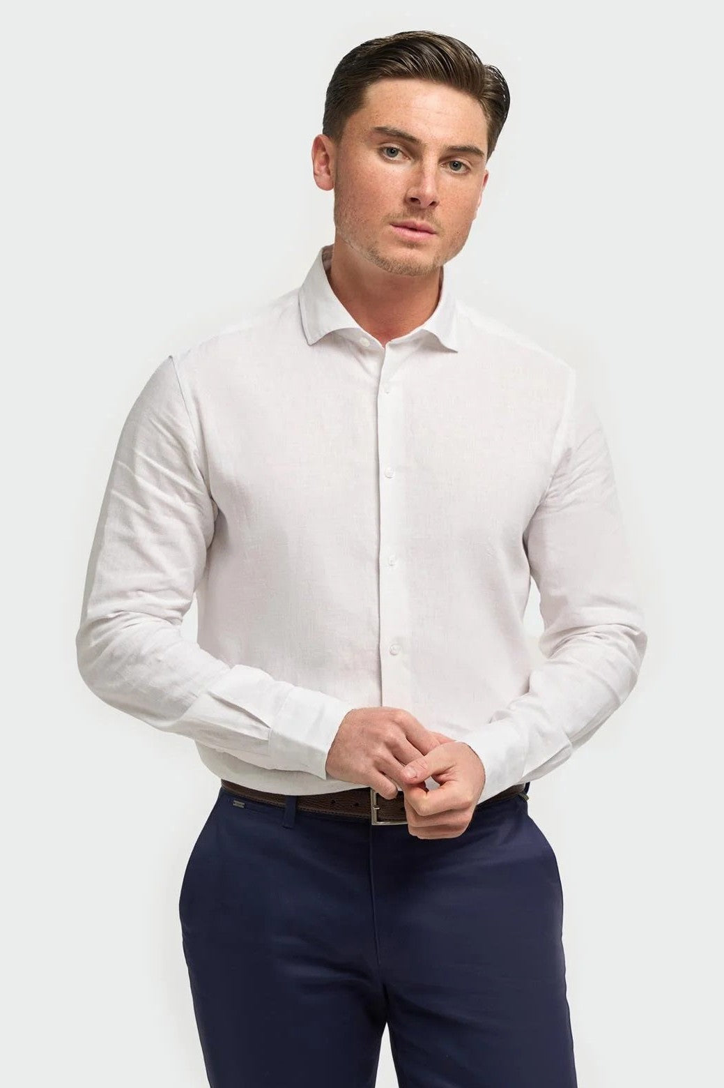 Cavani – Matera White Linen Blend Shirt – Tailored Fit