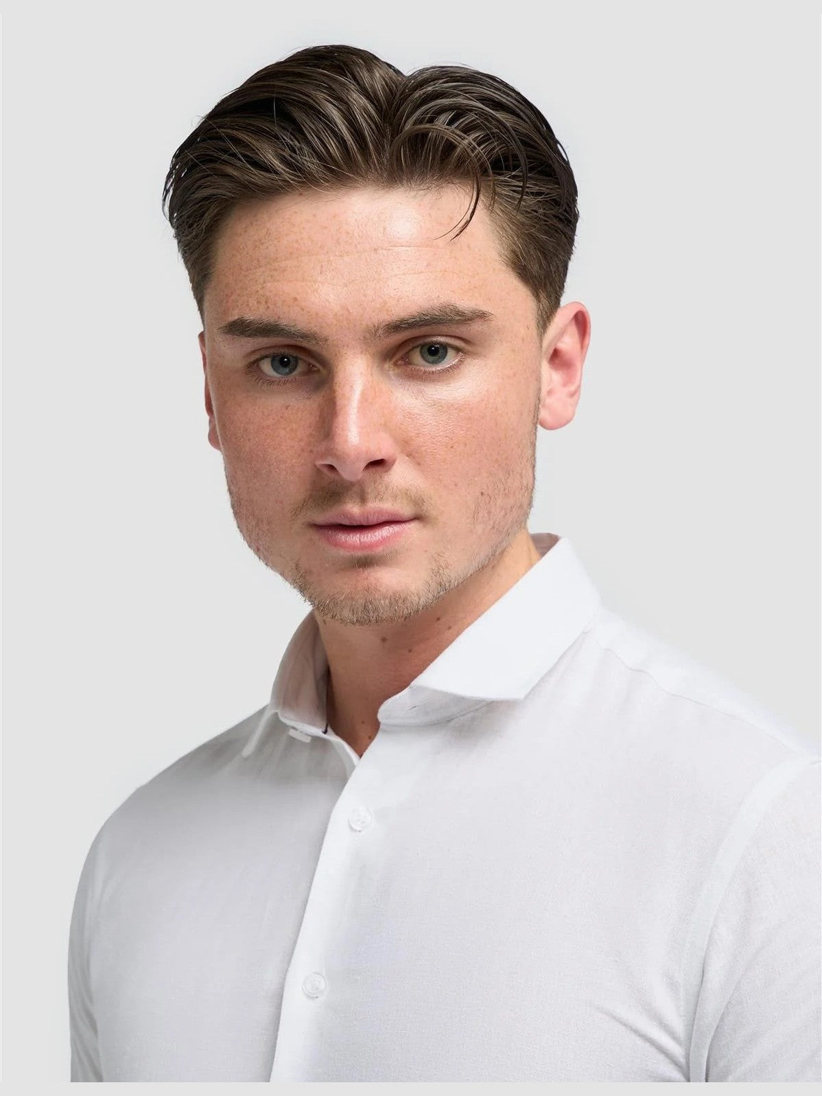 White Short Sleeve Linen Blend Shirt - Matera CAVANI