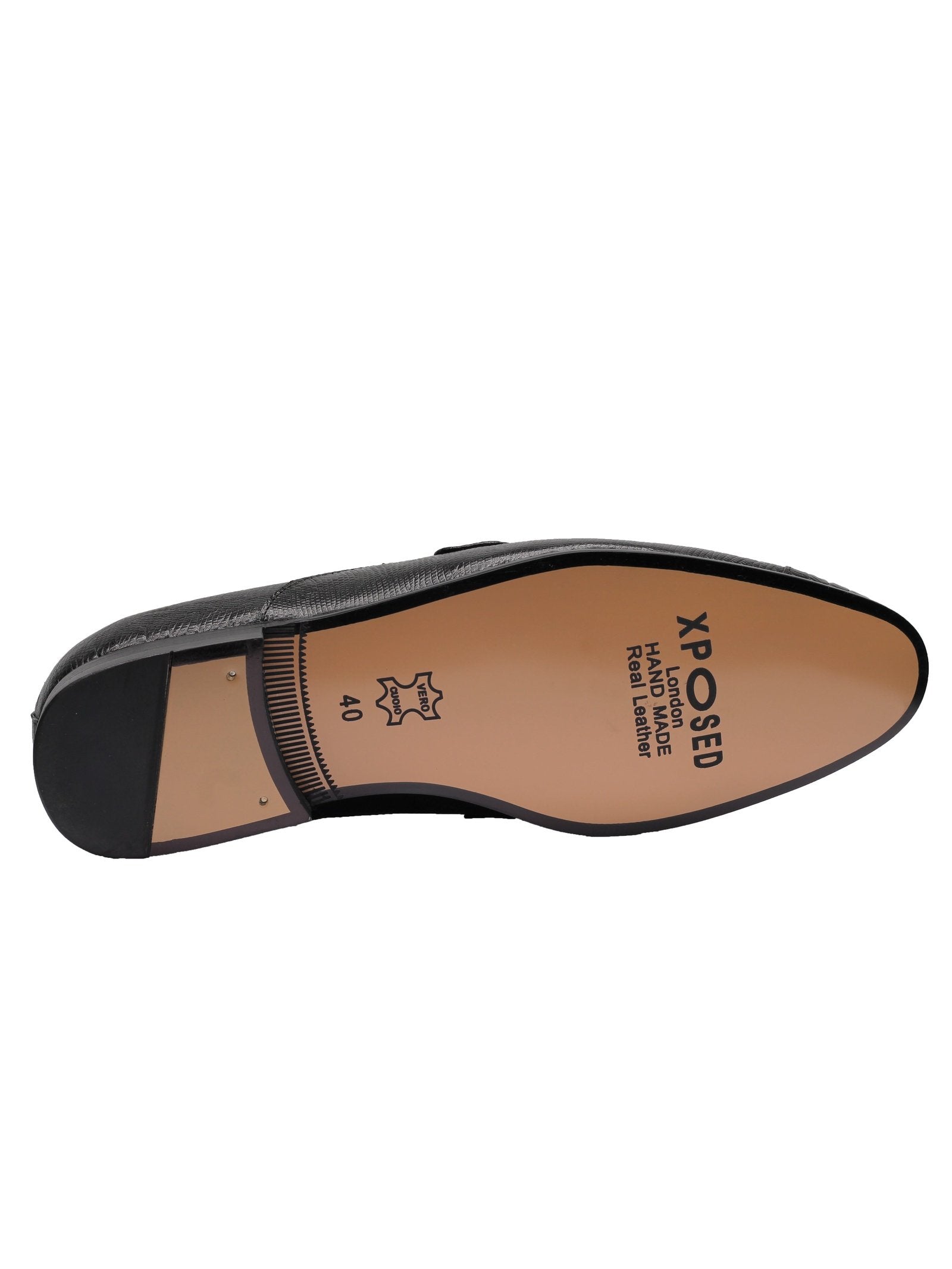 REAL LEATHER BLACK PRINTED SHOES WITH BUCKLE