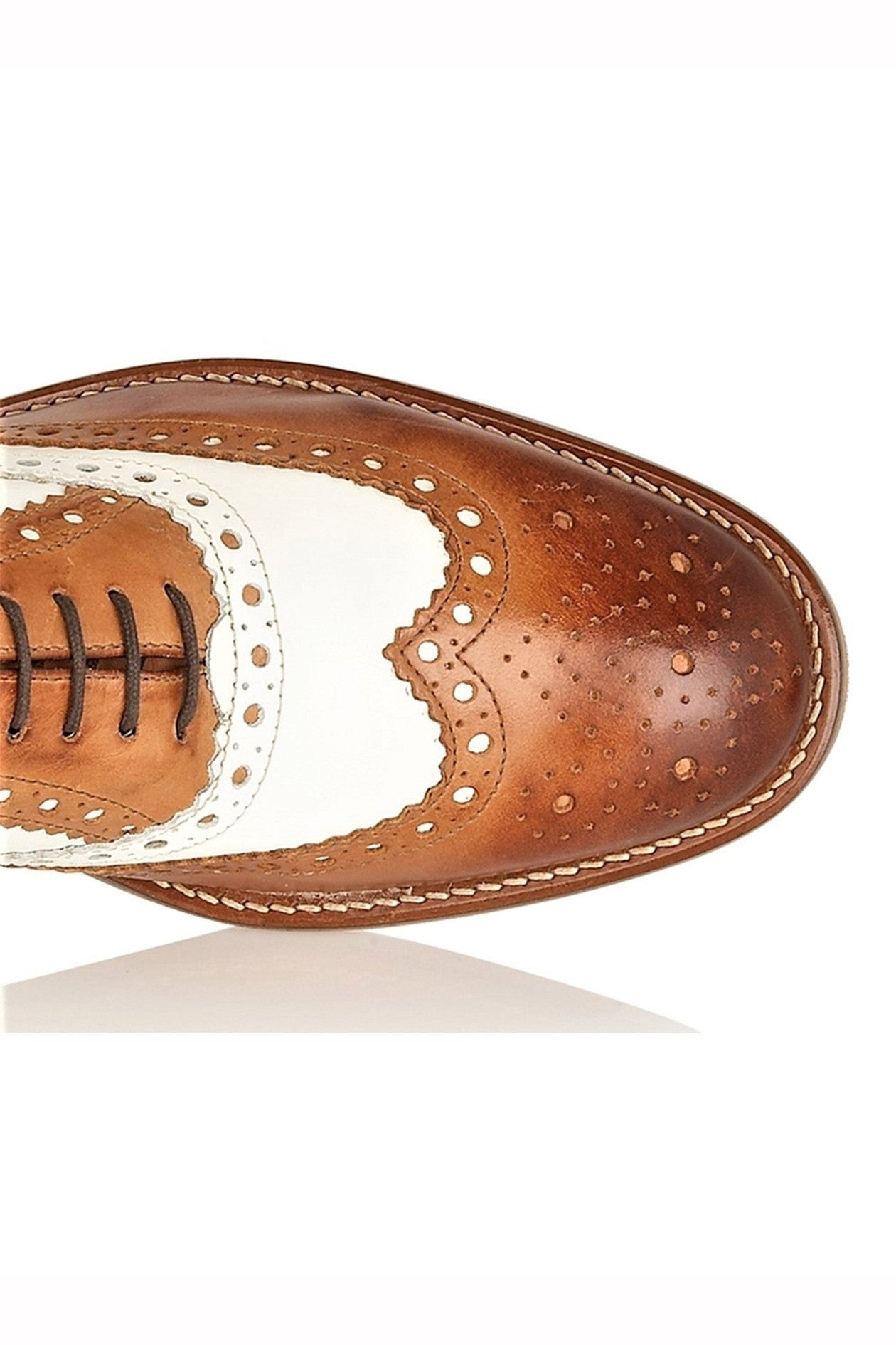 TWO TONE OXFORD BROGUES – TAN & WHITE