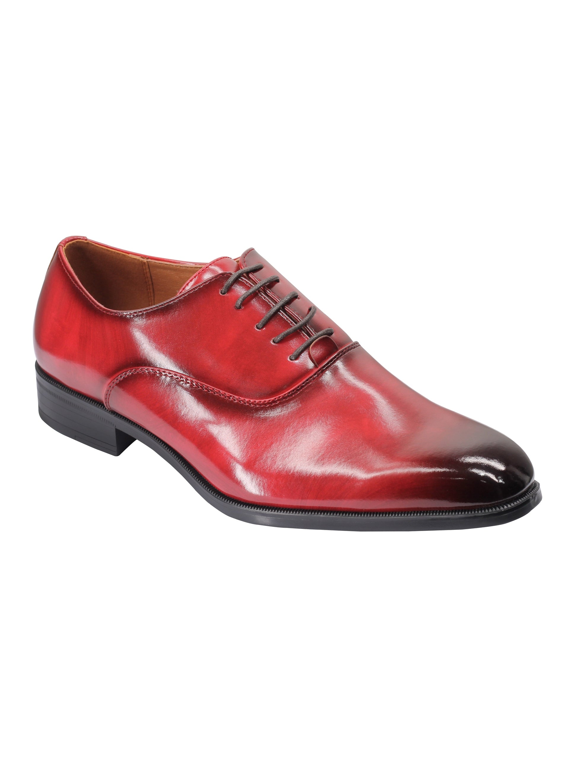POLISHED OXFORD LACEUP SHOES IN RED