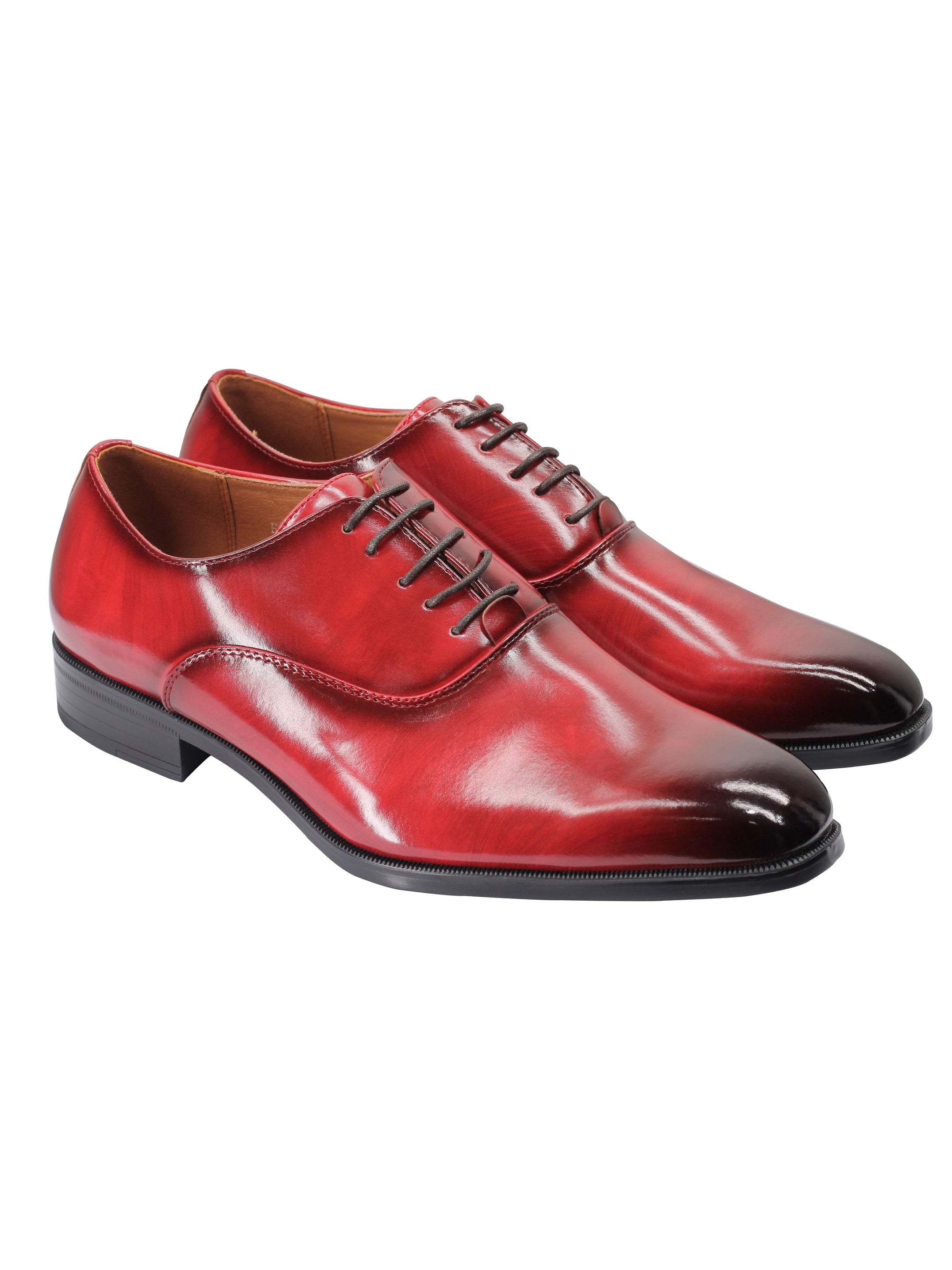 POLISHED OXFORD LACEUP SHOES IN RED