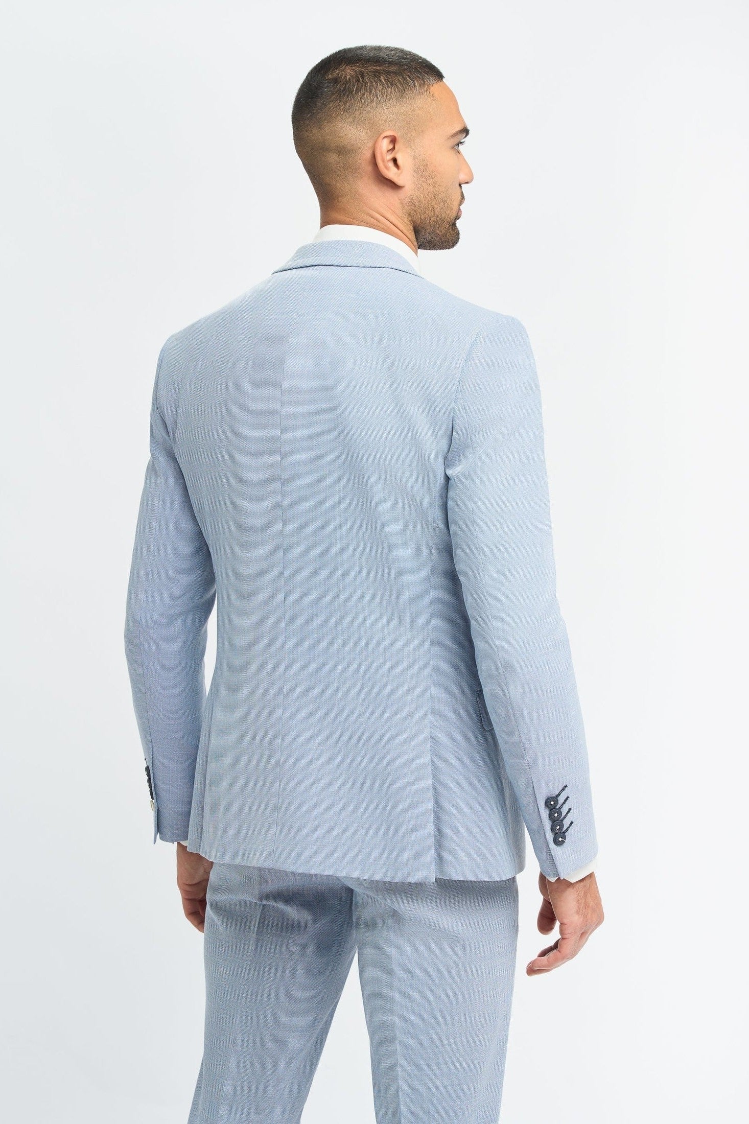 Miami Sky Blue Linen Blend Men’s 3-Piece Summer Suit