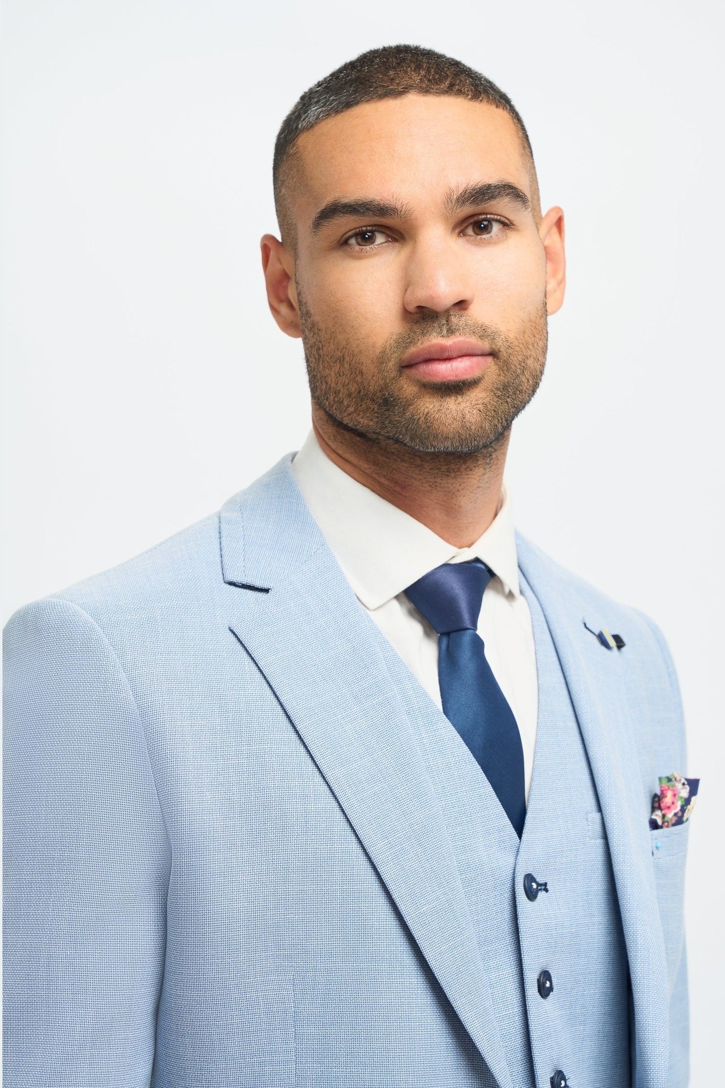 Miami Sky Blue Linen Blend Men’s 3-Piece Summer Suit