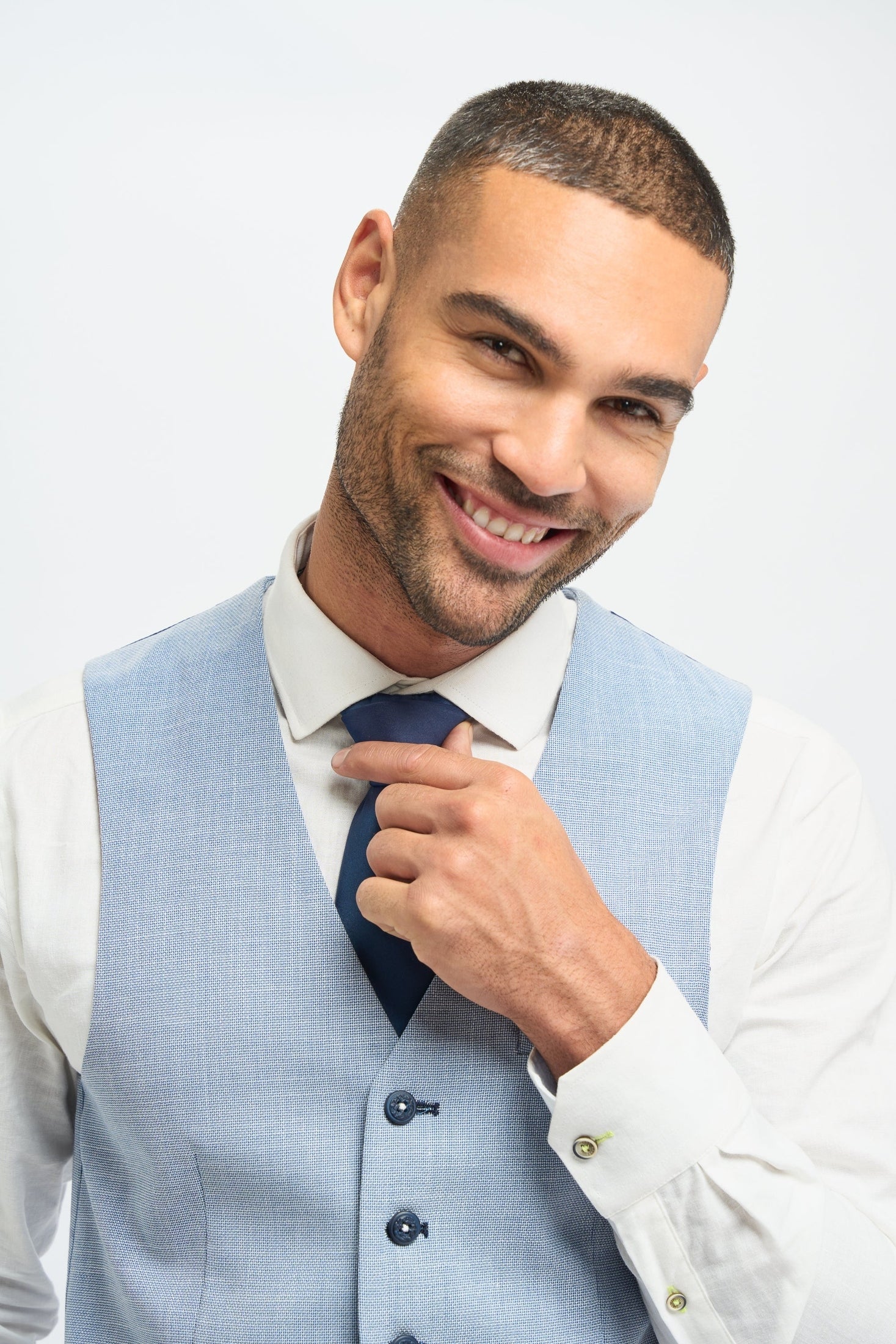 Miami Sky Blue Linen Blend Men’s 3-Piece Summer Suit