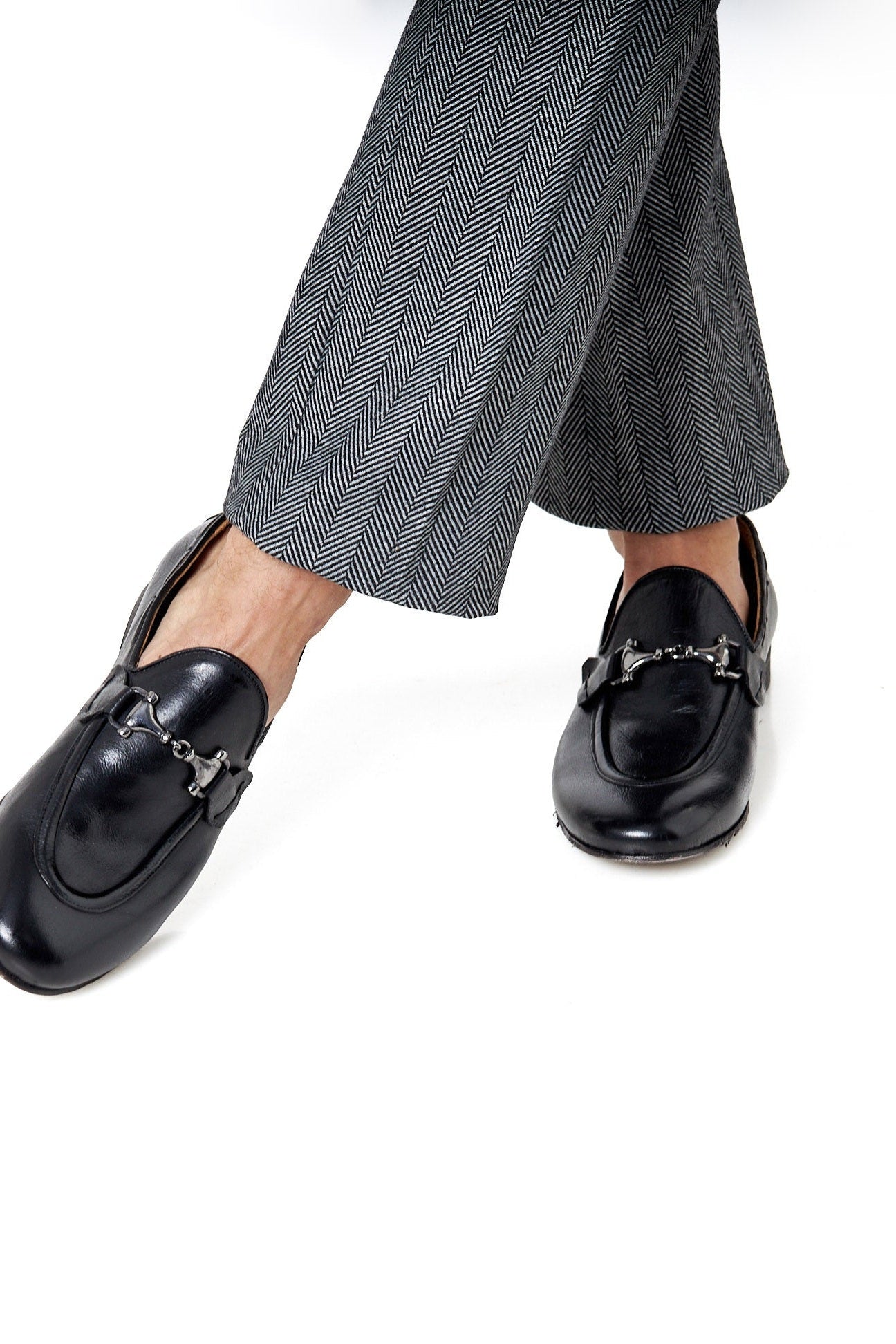 NAPLES 02 - ITALIAN LEATHER SNAFFLE BIT LOAFER IN BLACK