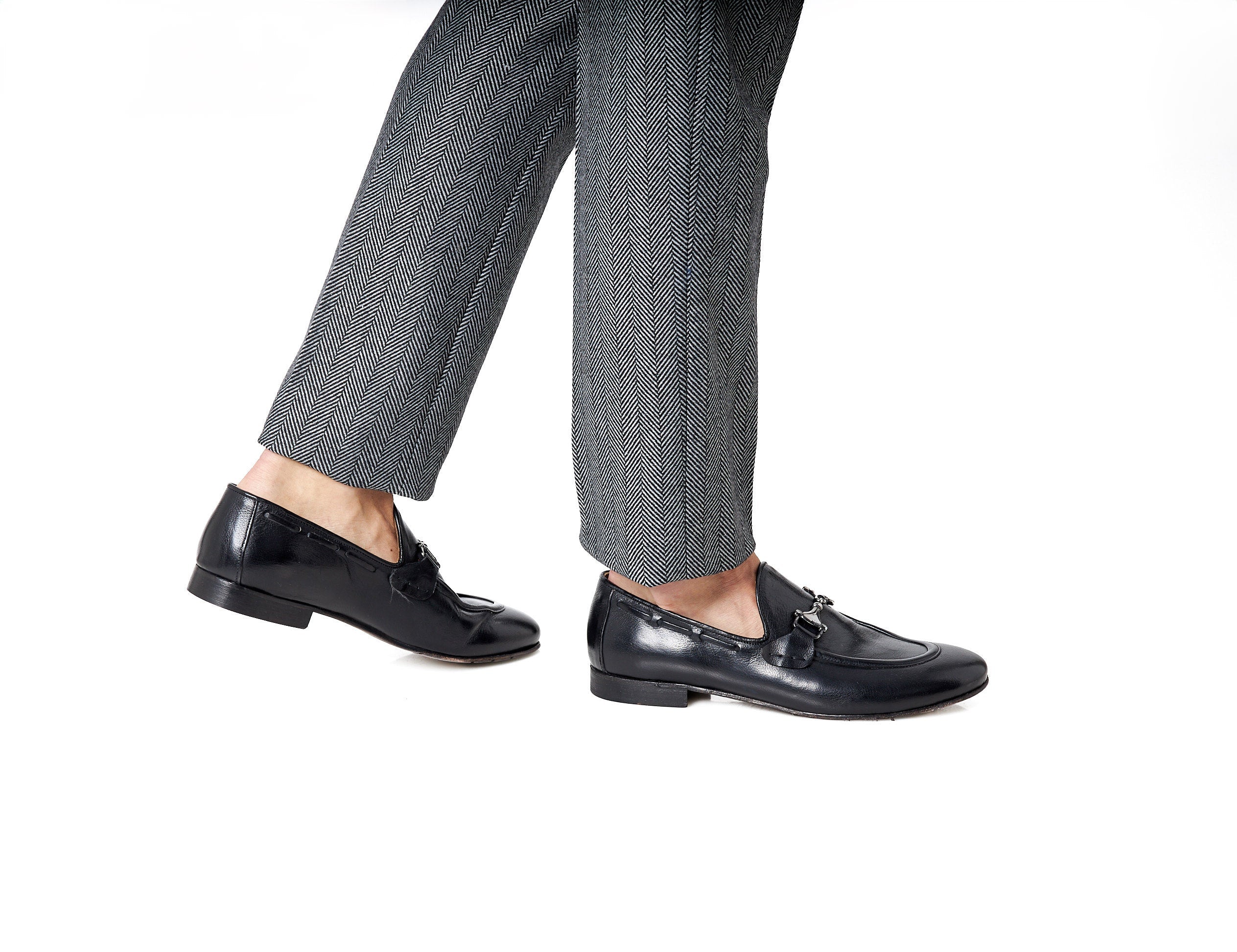 NAPLES 02 - ITALIAN LEATHER SNAFFLE BIT LOAFER IN BLACK