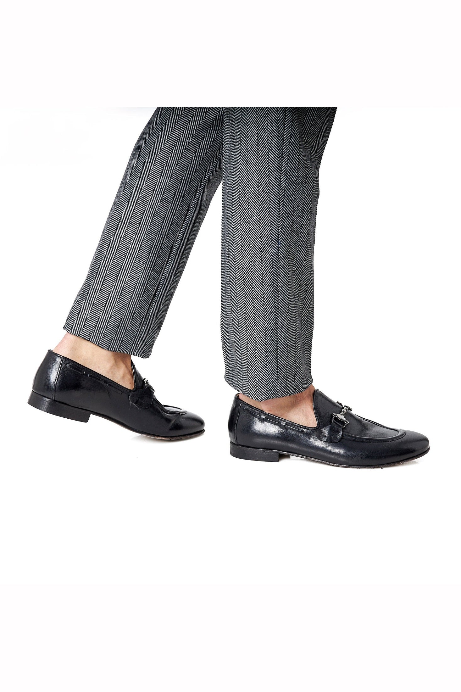 NAPLES 02 - ITALIAN LEATHER SNAFFLE BIT LOAFER IN BLACK