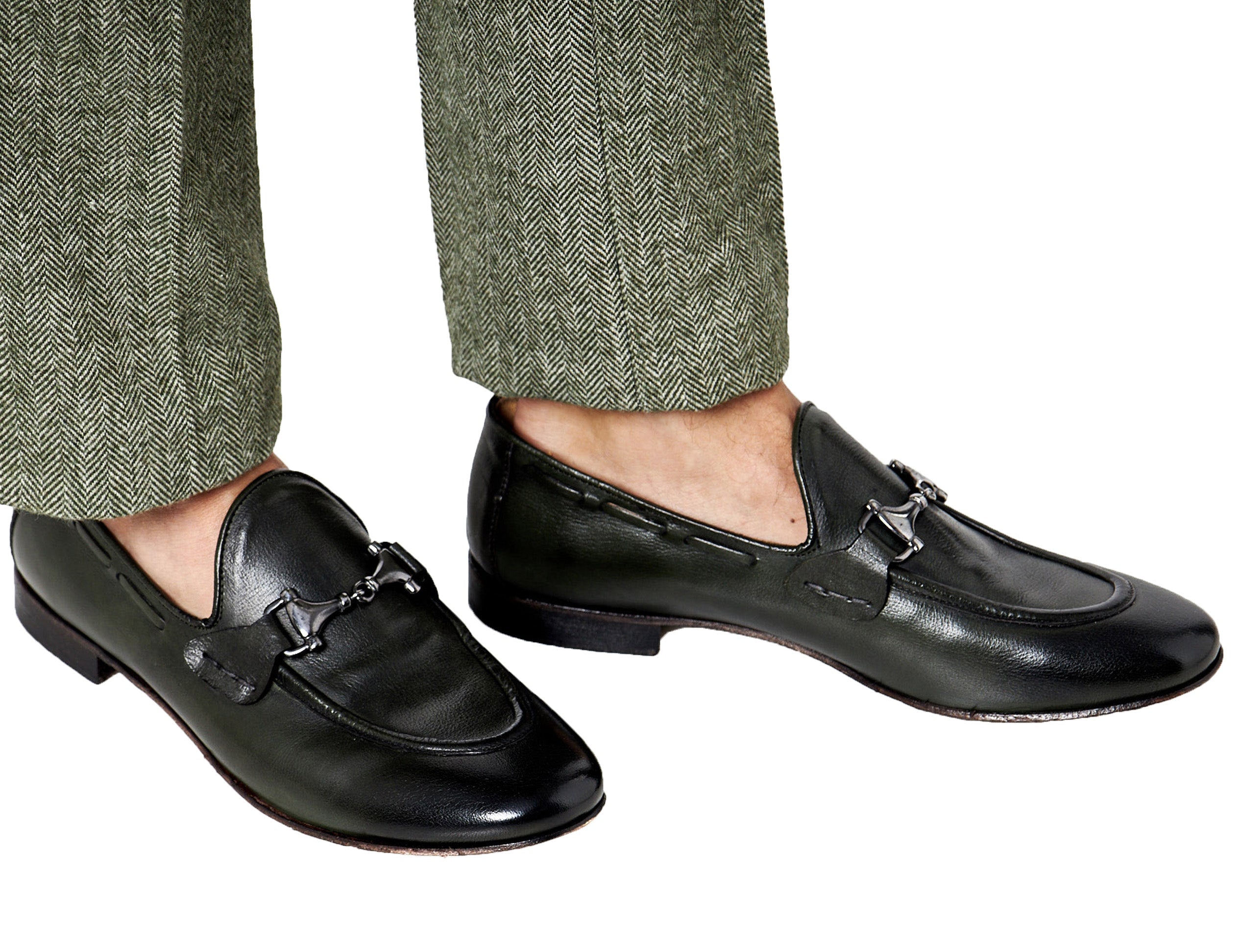 NAPLES 02 - ITALIAN LEATHER SNAFFLE BIT LOAFER IN GREEN