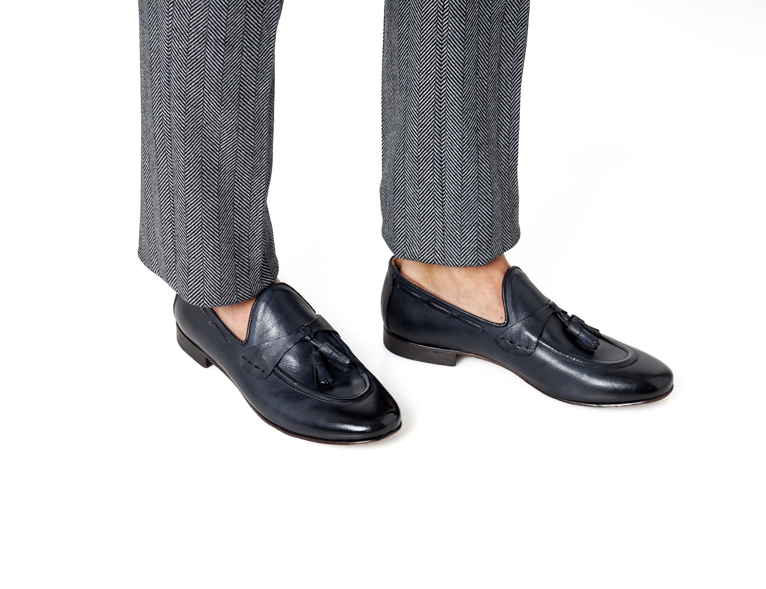 NAPLES 03 – TASSEL LOAFERS NAVY ITALIAN LEATHER