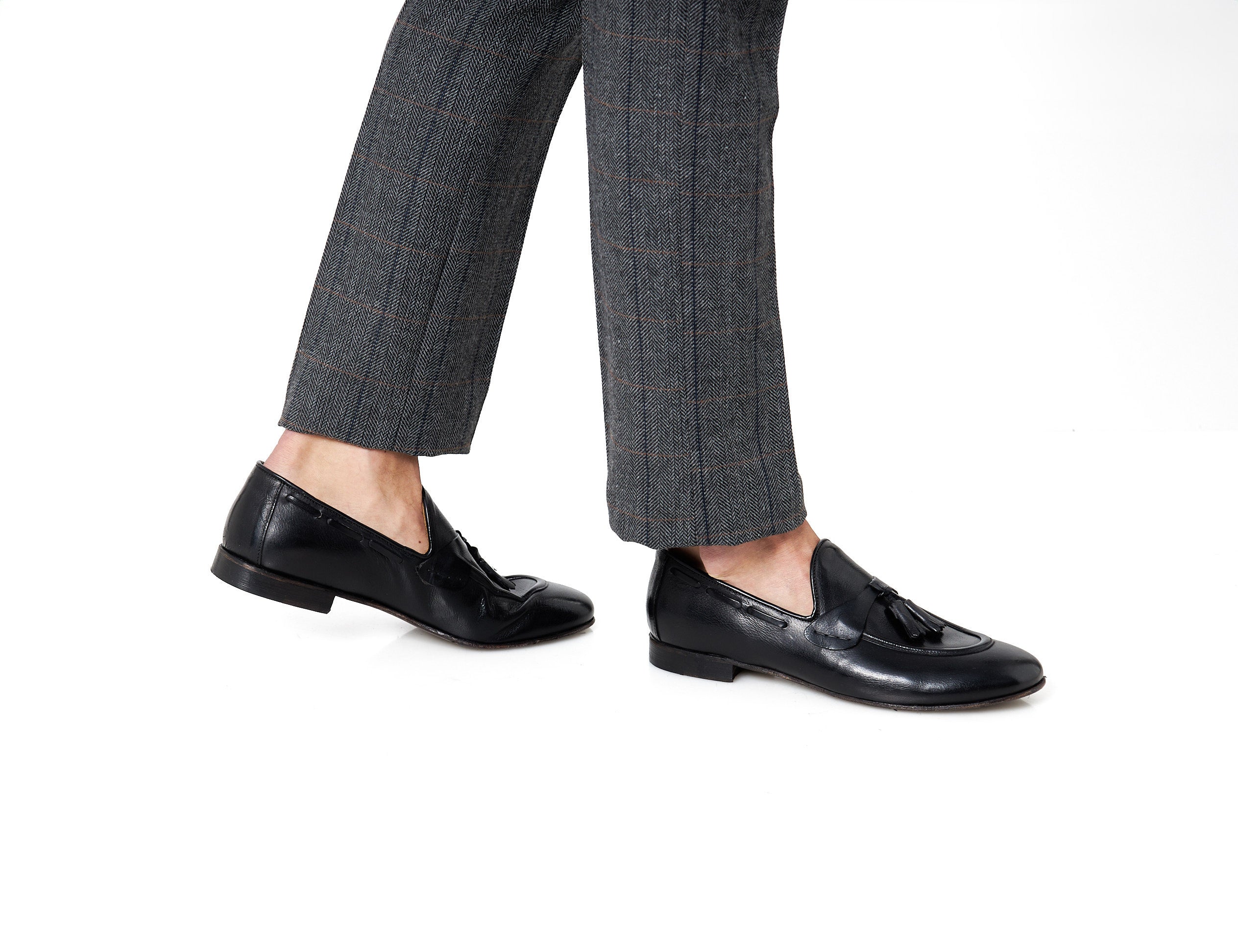 NAPLES 03 – TASSEL LOAFERS BLACK ITALIAN LEATHER