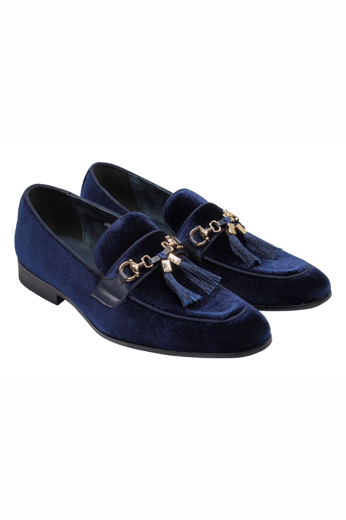 BLUE VELVET TASSEL LOFERS METAL SNAFFLE BUCKLE
