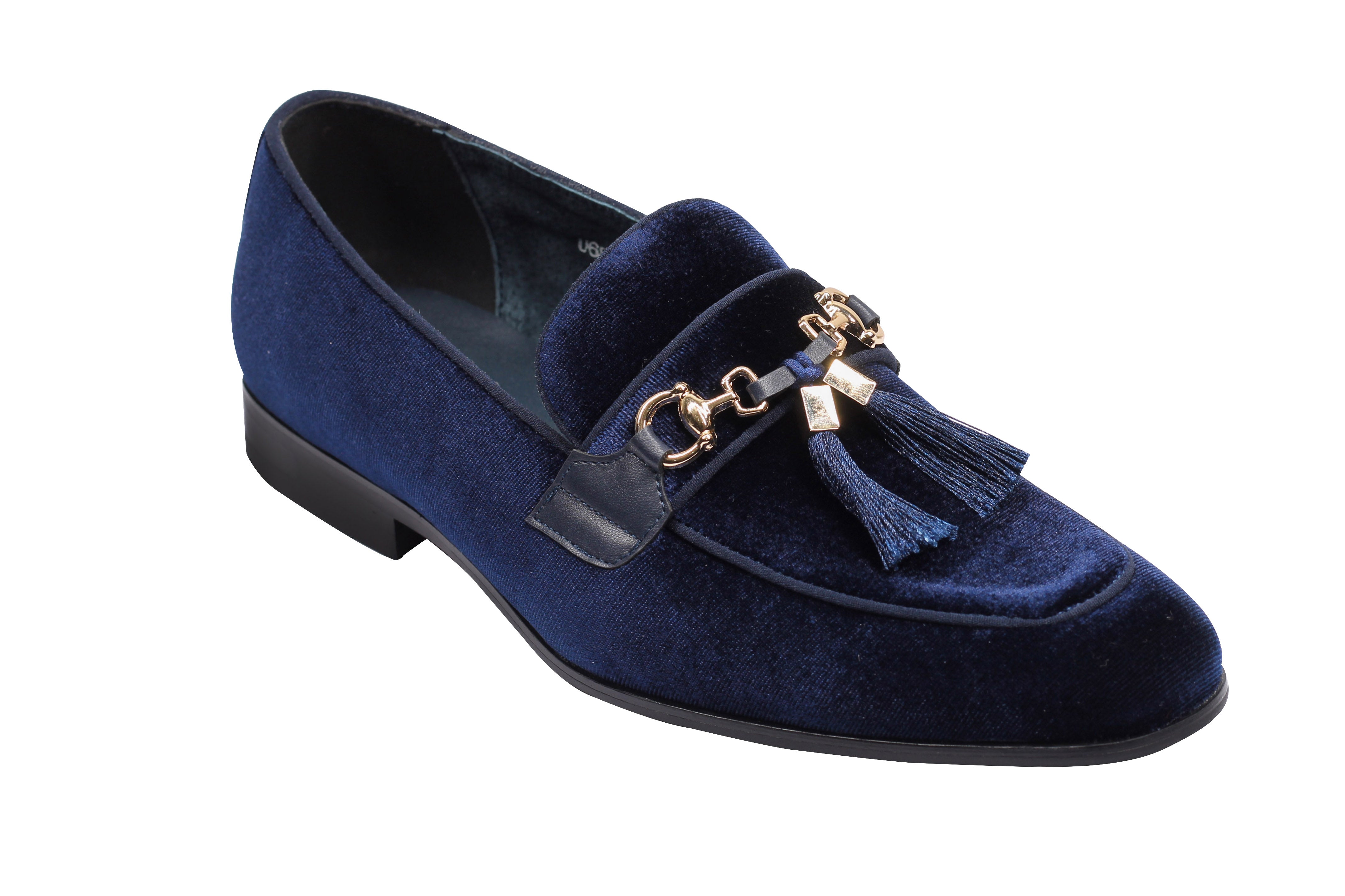 BLUE VELVET TASSEL LOFERS METAL SNAFFLE BUCKLE