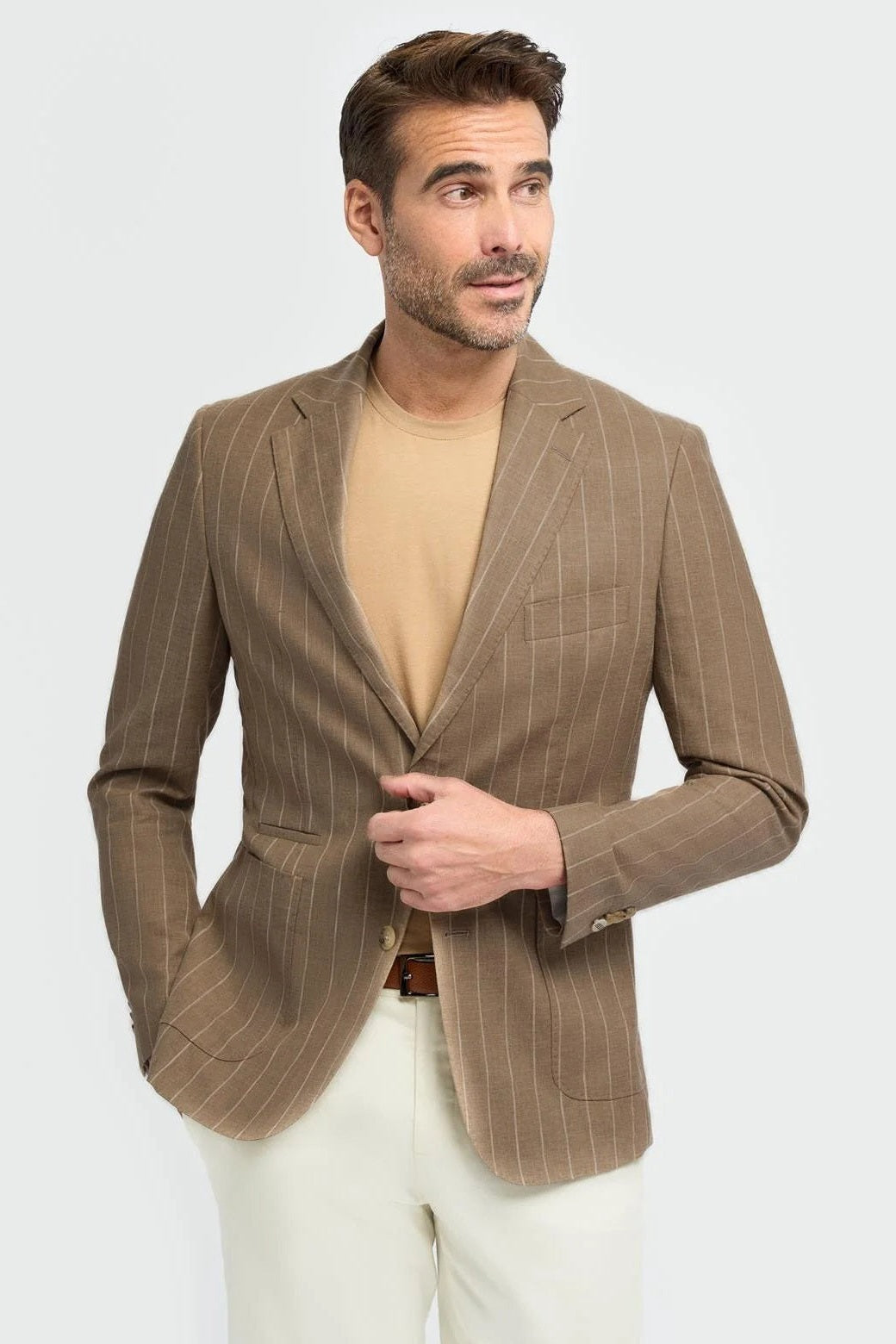 House of Cavani – Piero deconstructed Pinstripe Linen Blazer Sand CAVANI